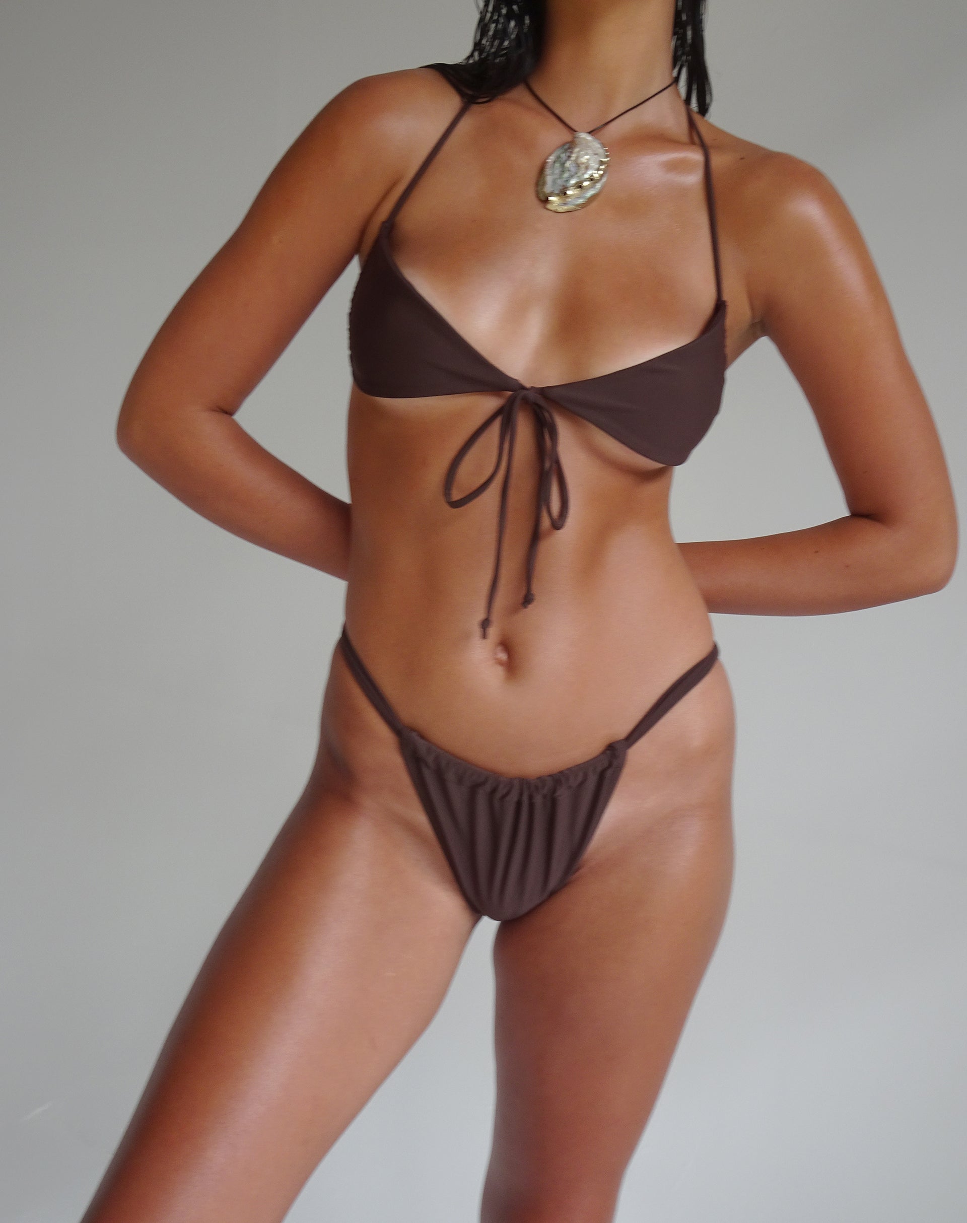Voltera Bikini Bottom in Coconut Brown