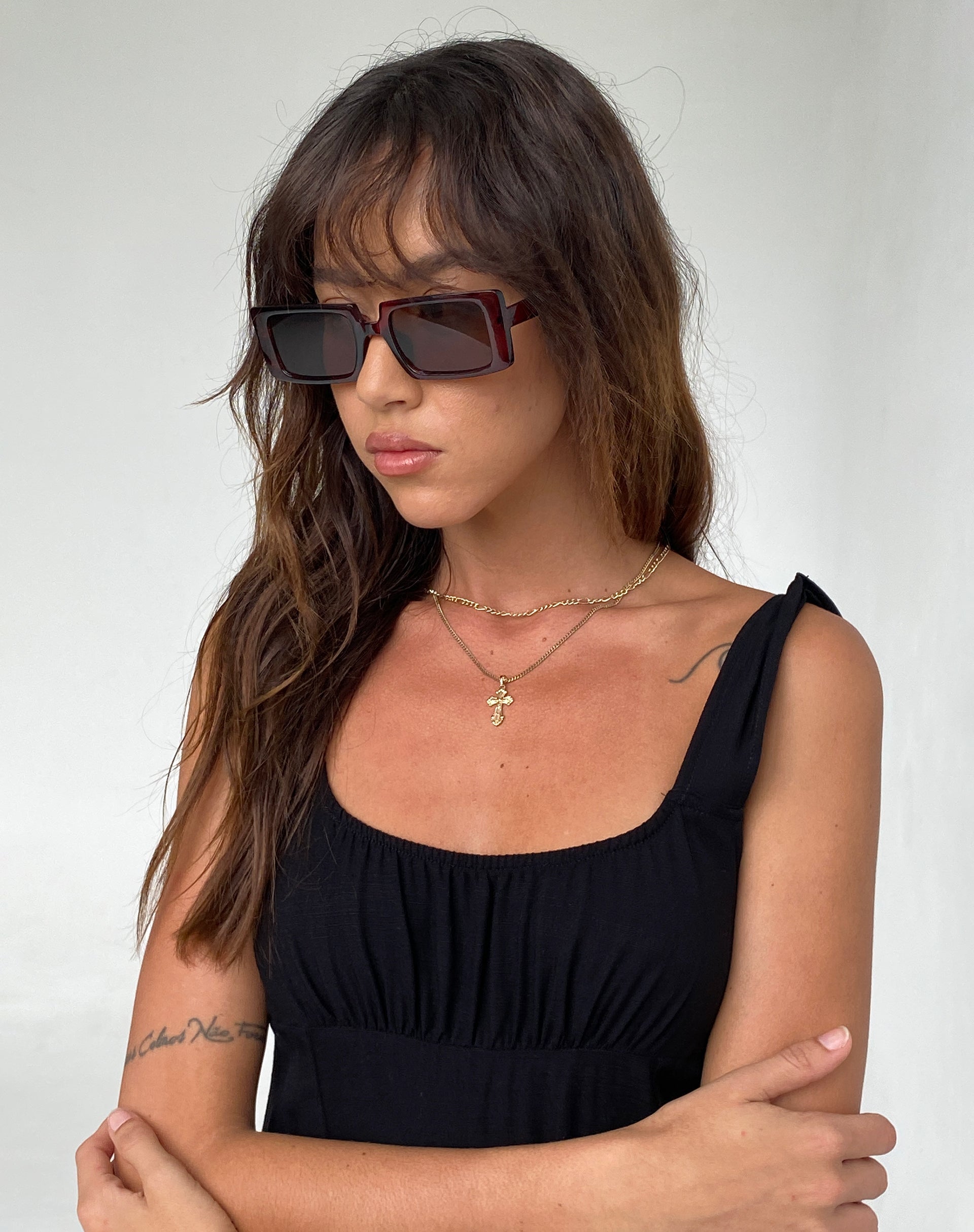 Lelia Rectangle Sunglasses in Brown