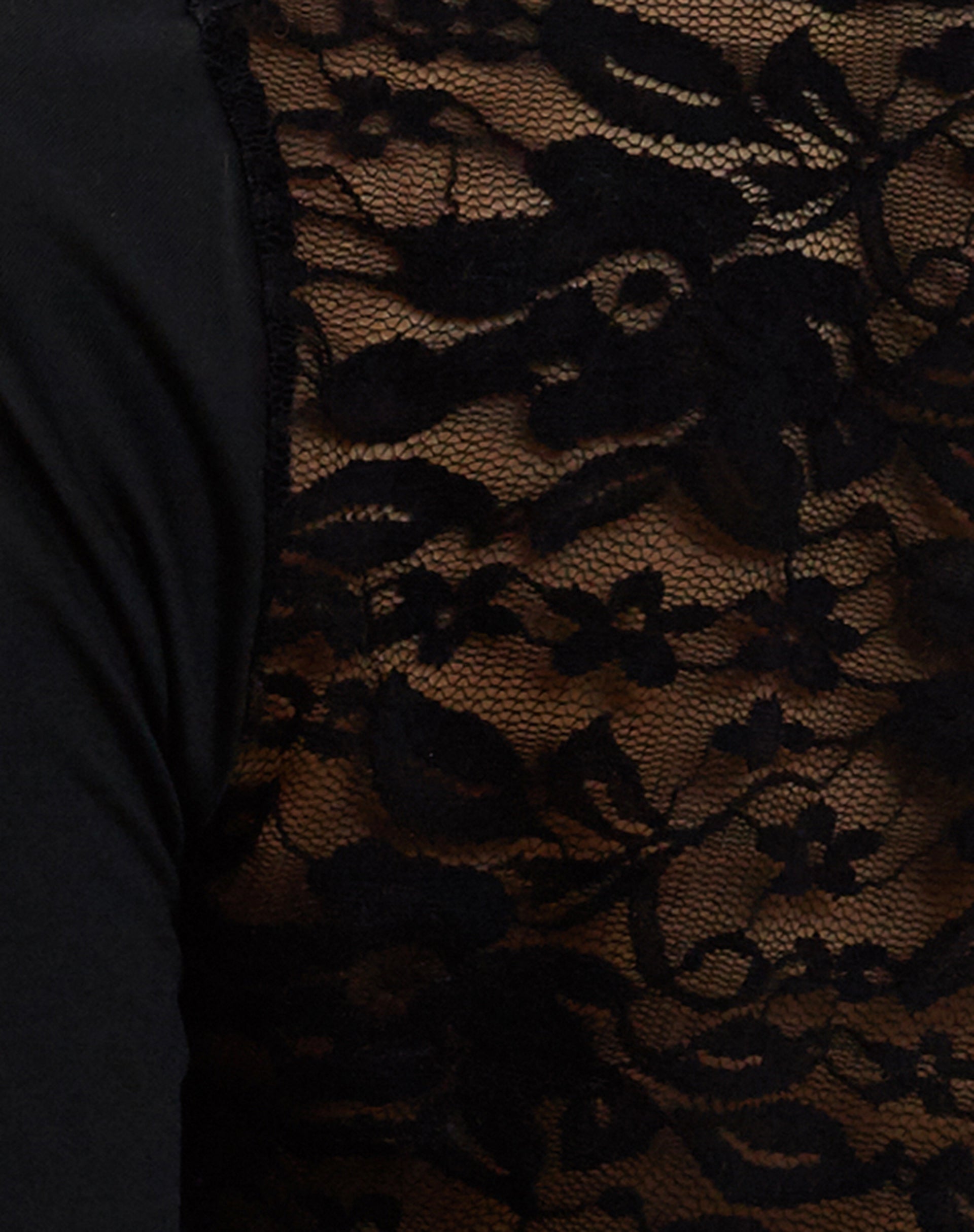 Lenny Lace Shrug Top in Slinky Black with Black Lace Trim