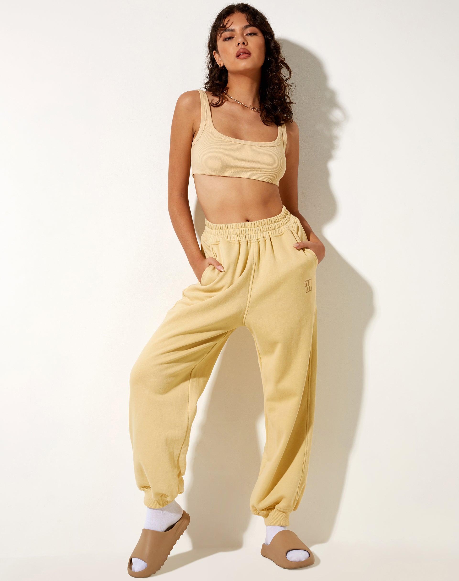 Letha Crop Top in Rib Custard