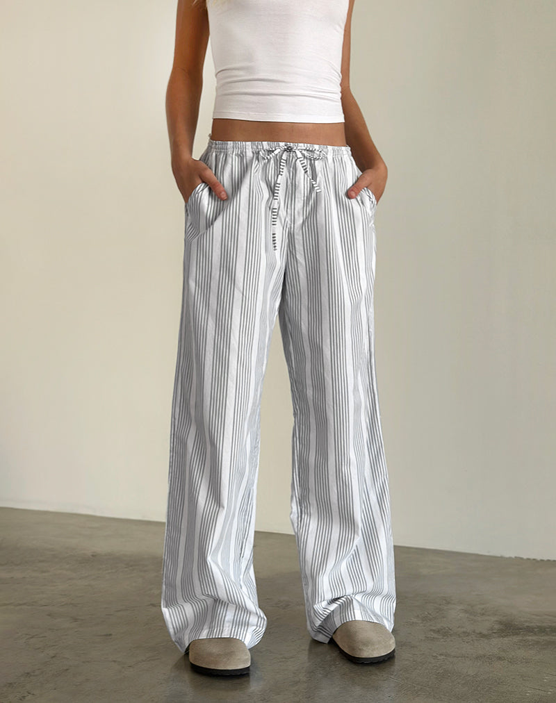 Lirura Trouser in Vertical Grey Stripe