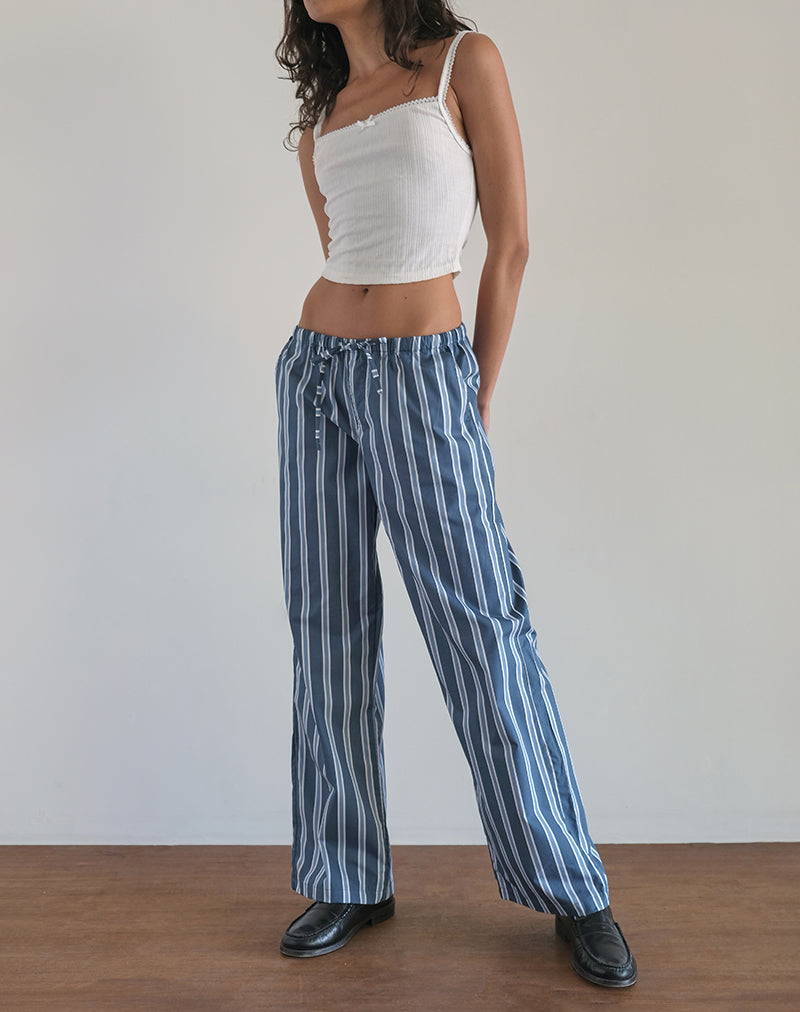 Lirura Trouser in Poplin Formal Stripe Navy
