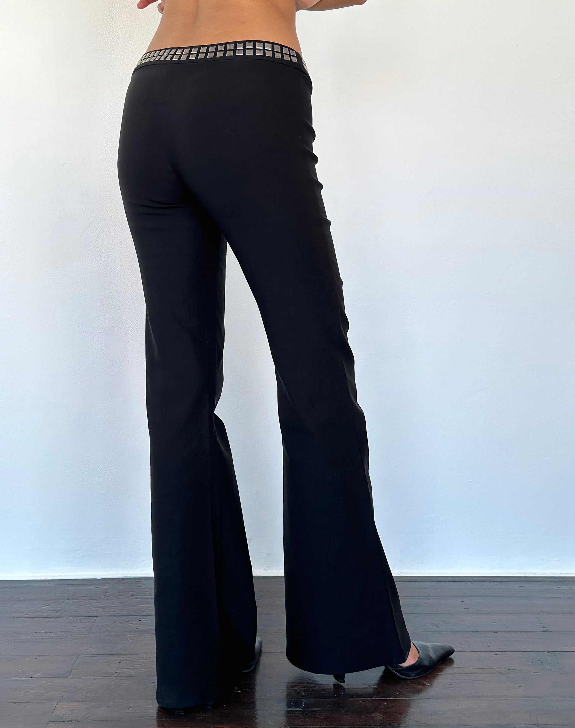 Macias Studded Flared Trousers in Black Tailoring