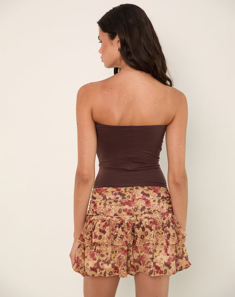 Masama Frill Mini Skirt in Chiffon Rusty Flower