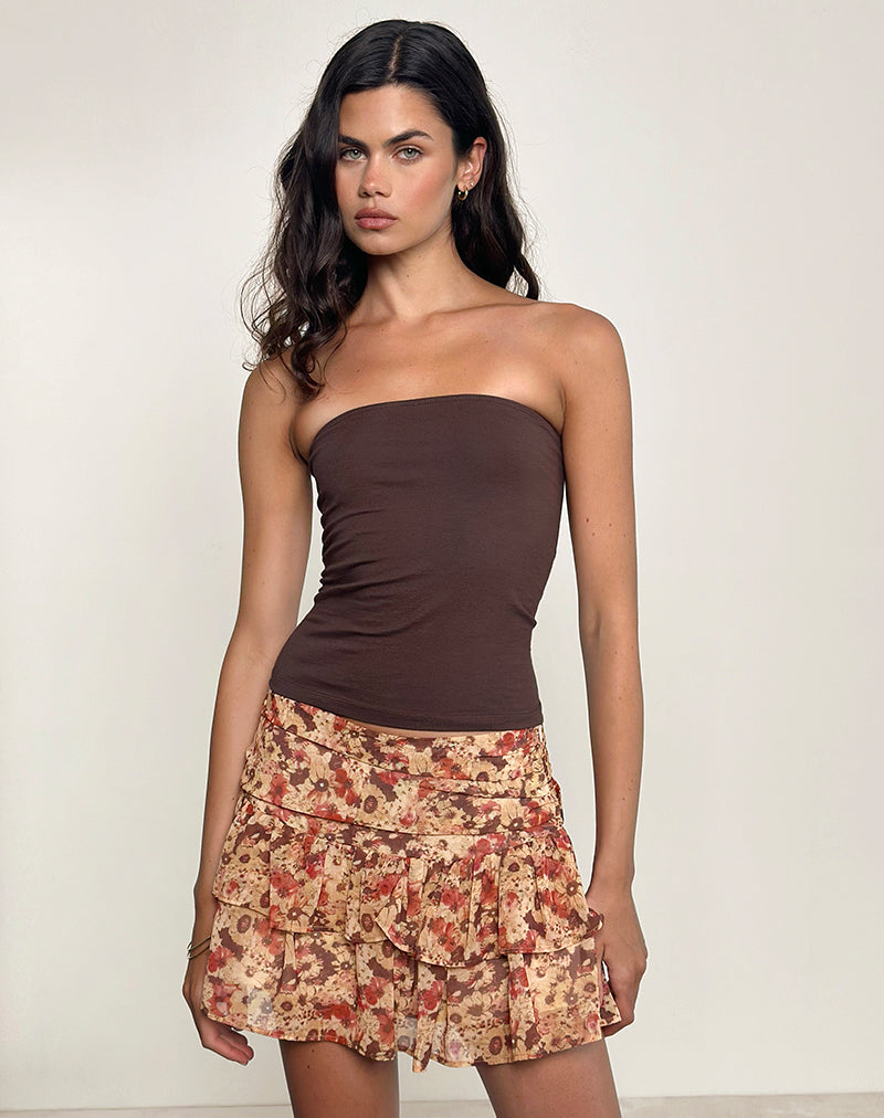 Masama Frill Mini Skirt in Chiffon Rusty Flower