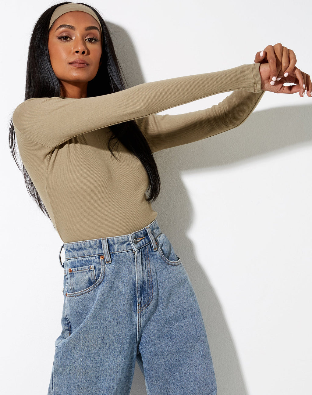 Matri Long Sleeve Top in Rib Eucalyptus