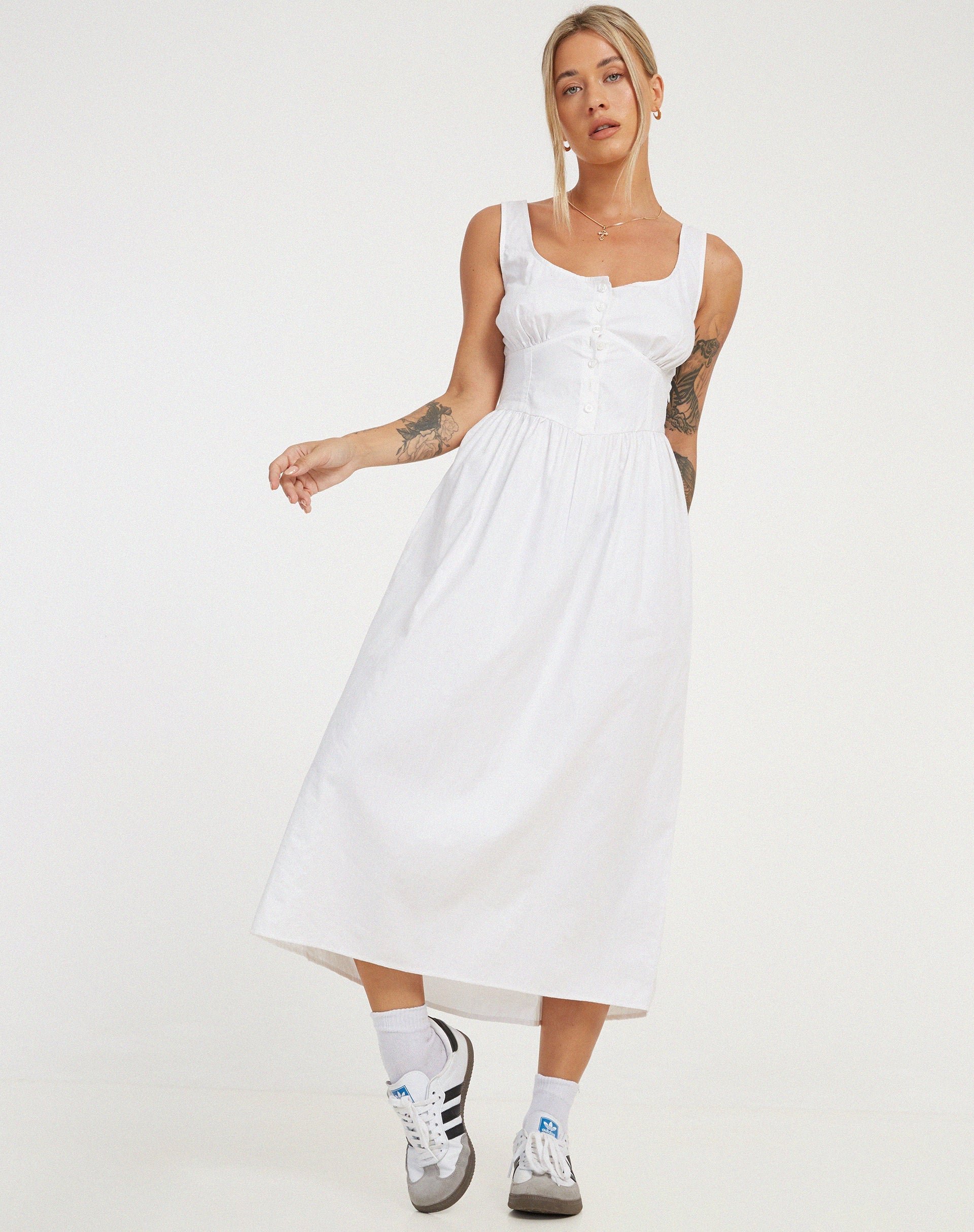 Melrose Midi Dress in White