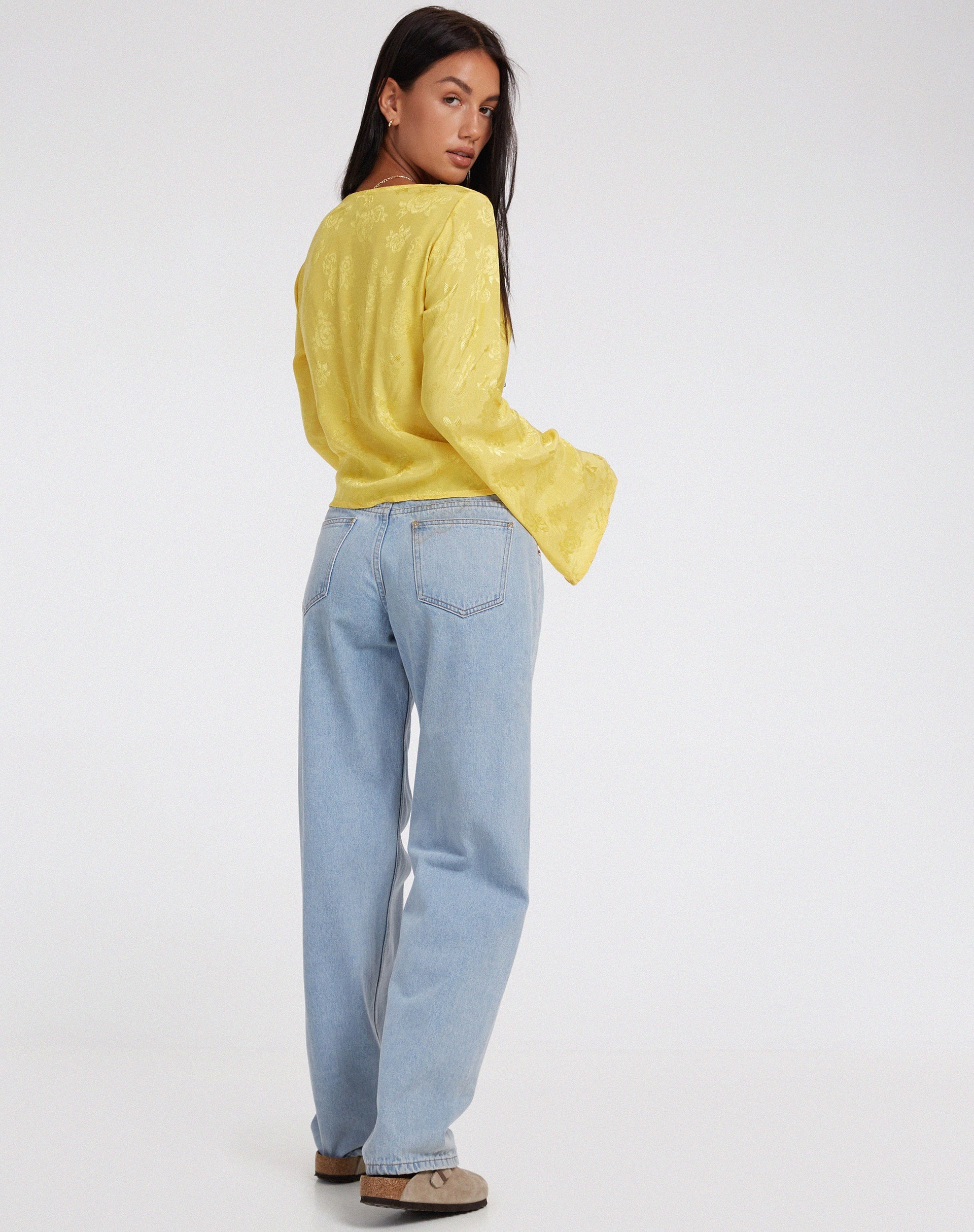 Merida Long Sleeve Top in Satin Rose Sunshine Yellow