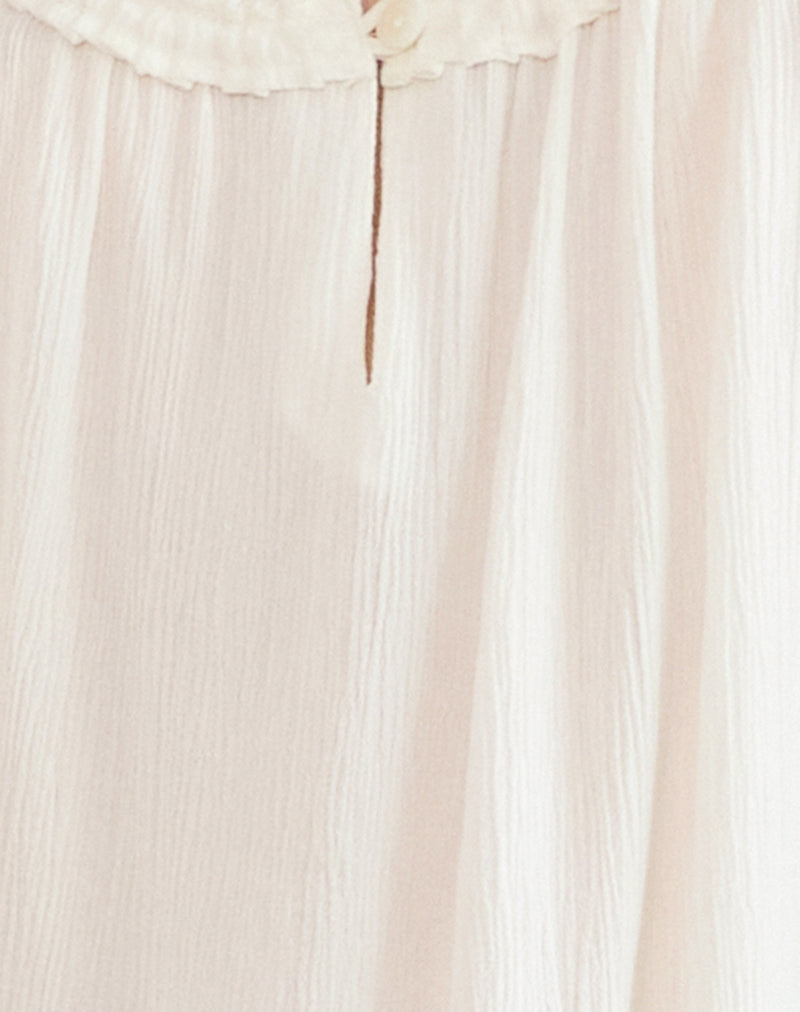 Merisso Scoop Neck Keyhole Top in White