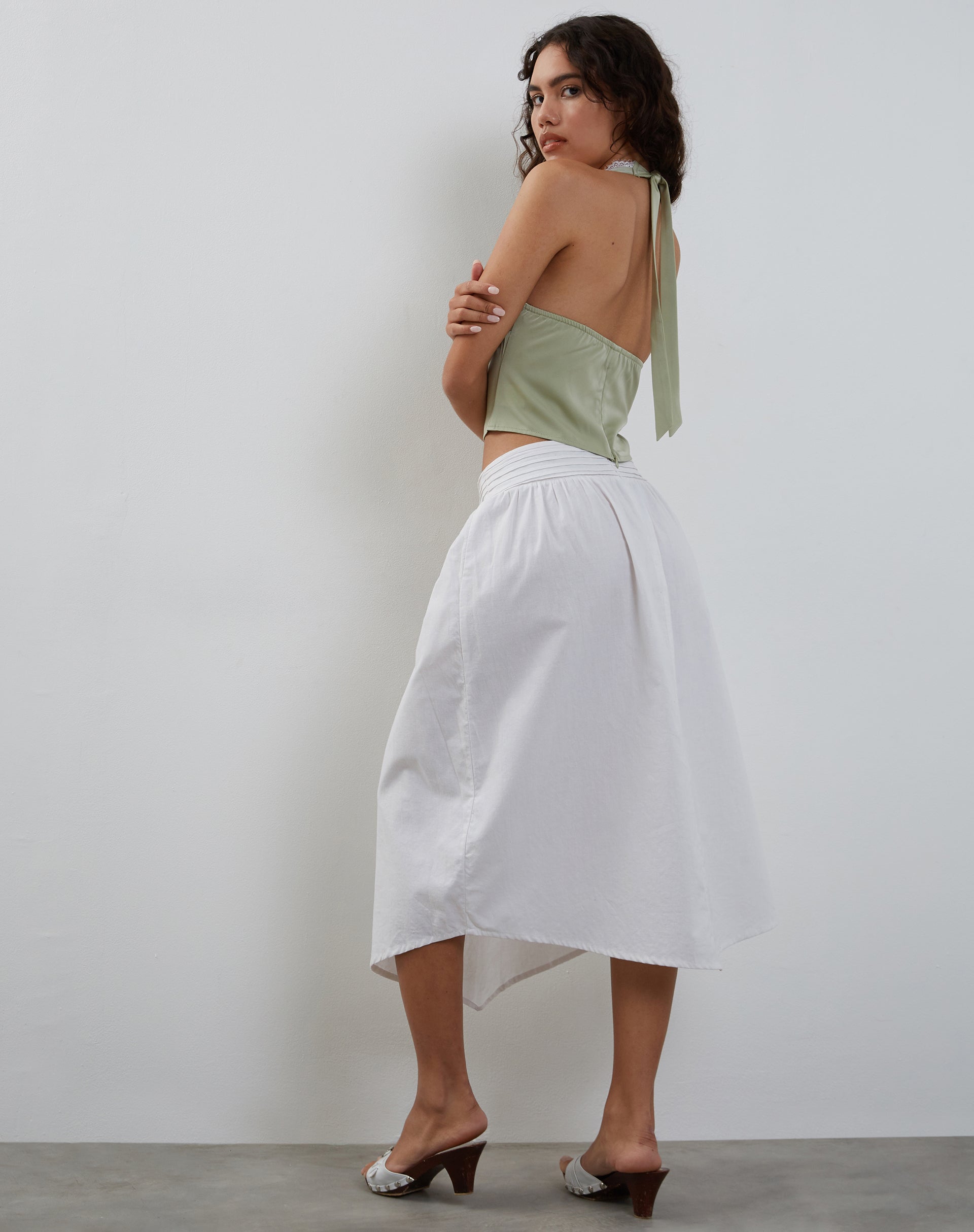 Mutsuki Halterneck Top in Satin Mint