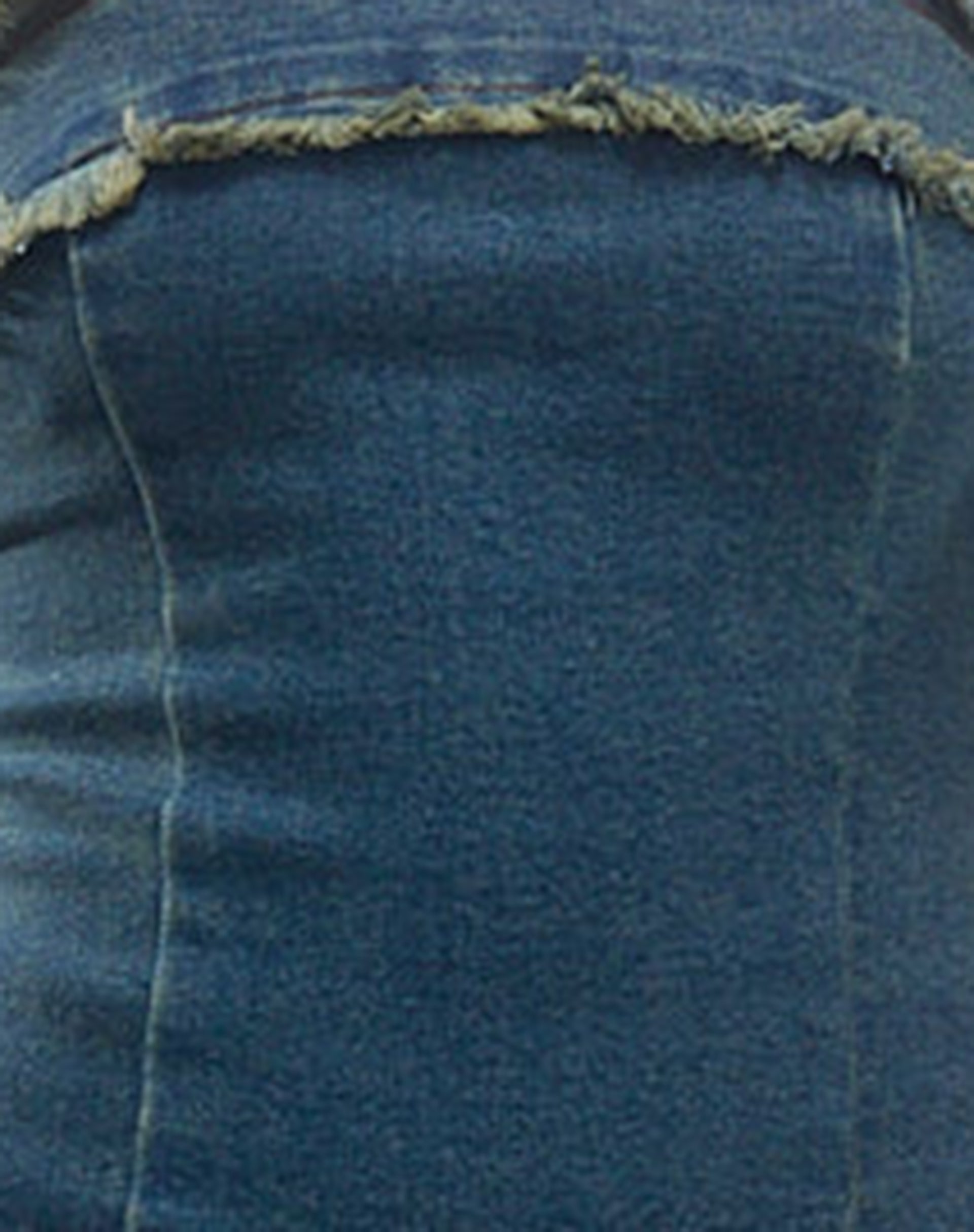 Atun Denim Bandeau Maxi Dress in Brown Blue Acid Wash