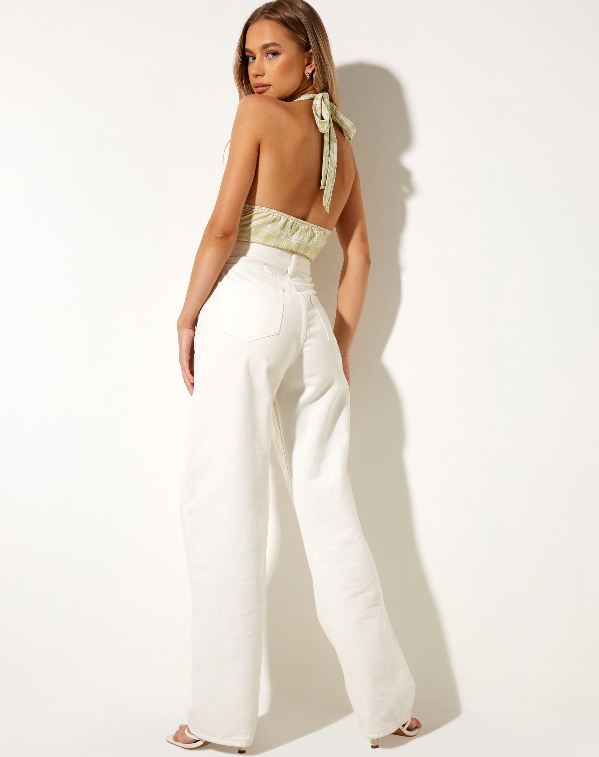 Nanda Crop Top in Sage Check