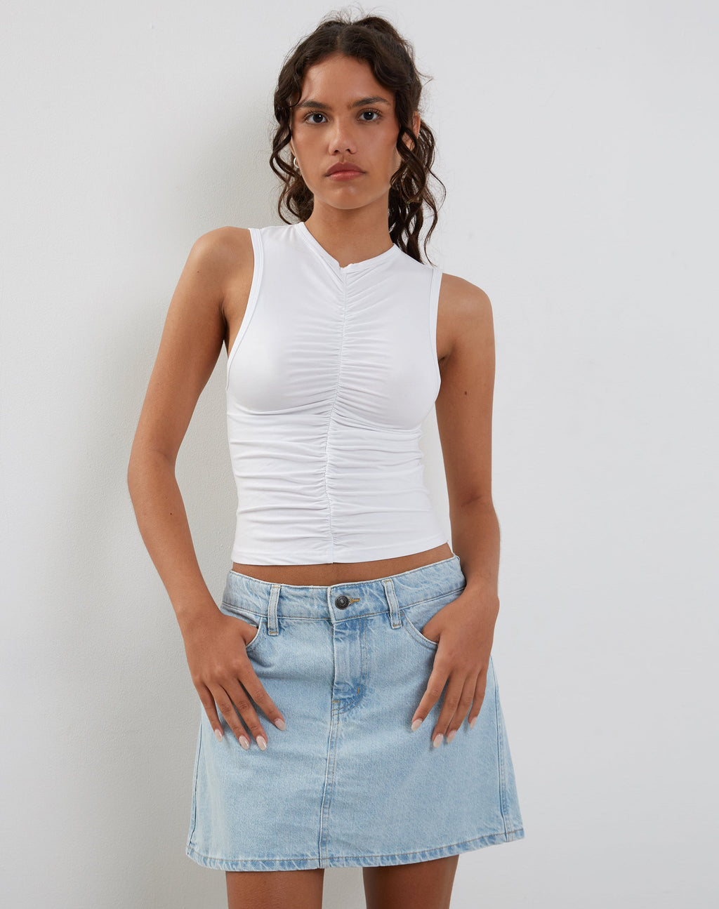 Naoko Ruched Top in White