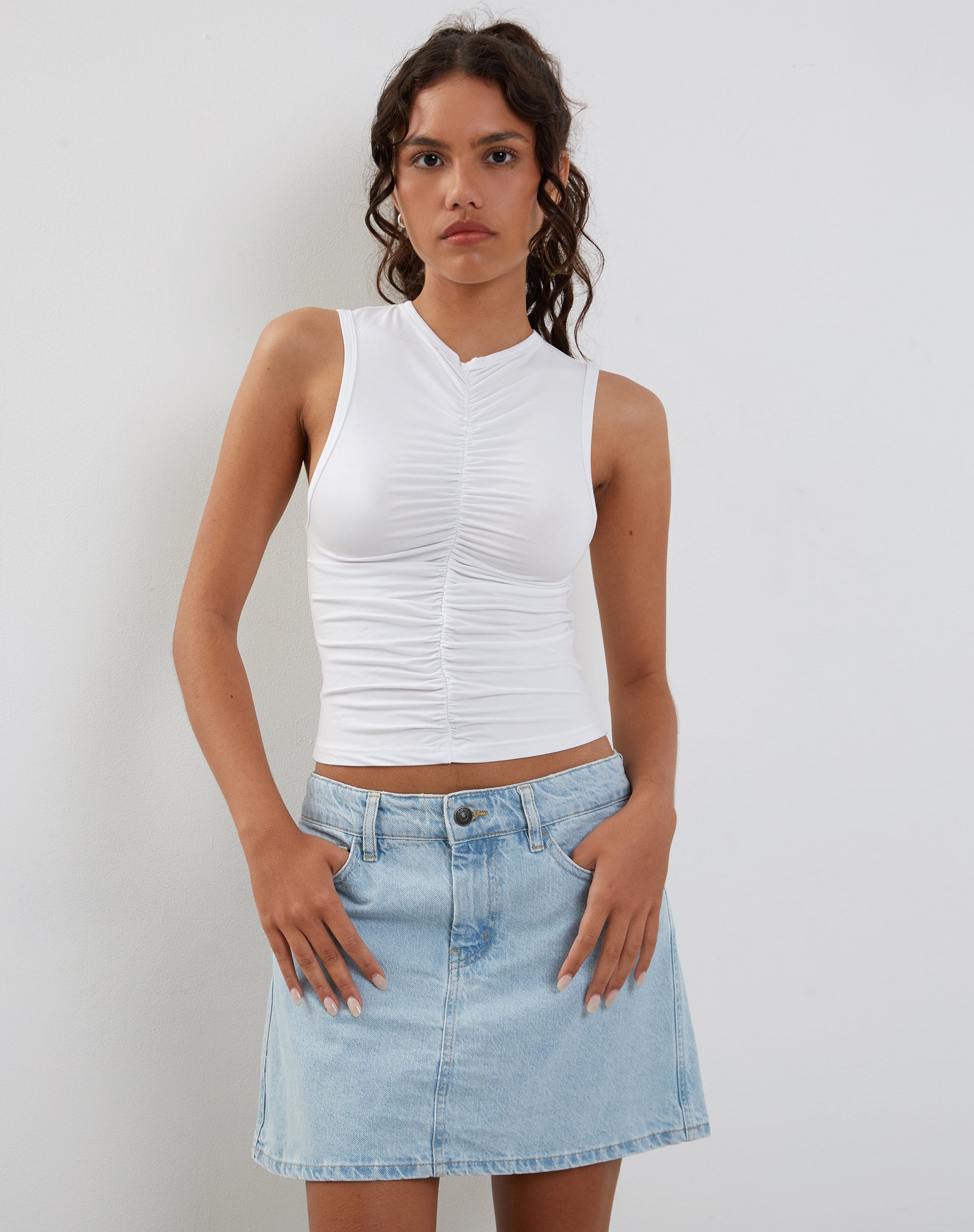Naoko Ruched Top in White
