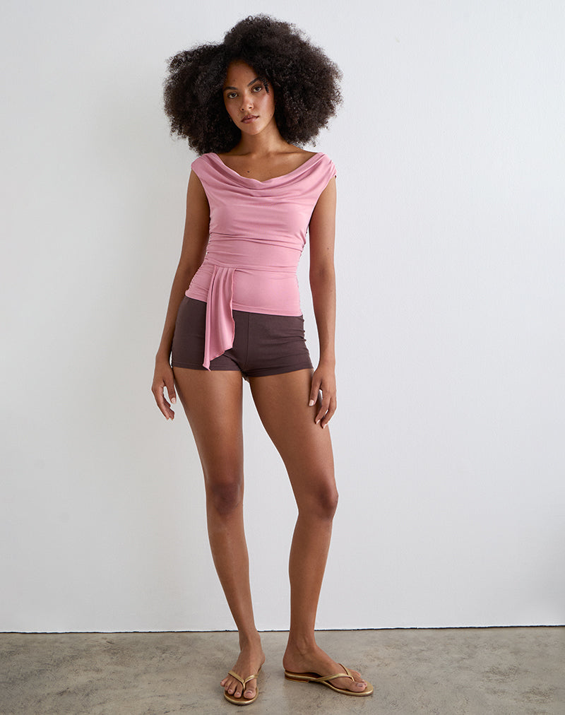 Neida Drape Top in Cupro Pink
