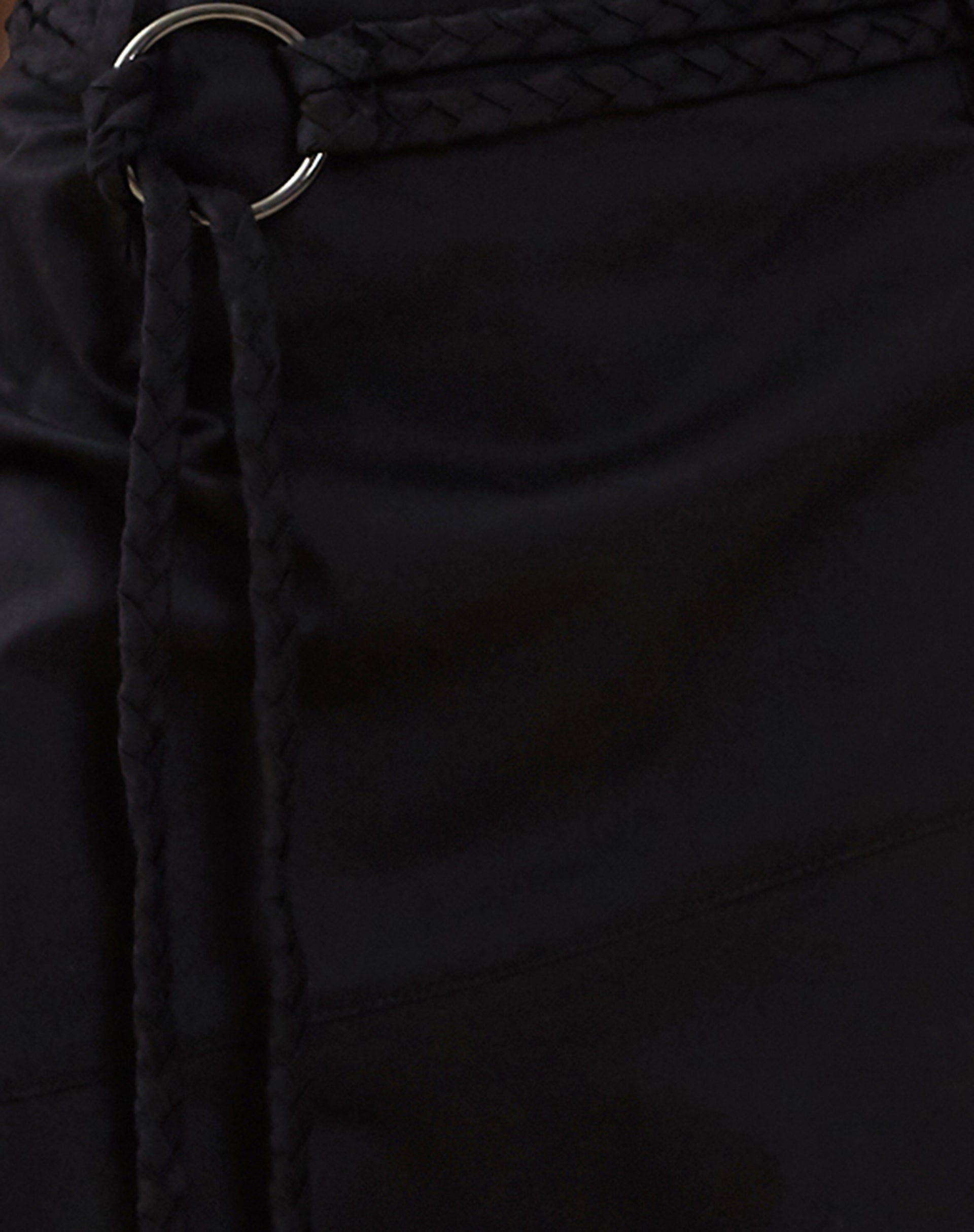 Nejusi Asymmetric Midi Skirt in Black with Braided Belt