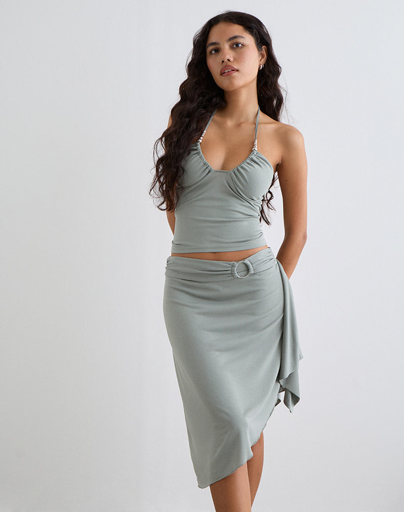 Esmeray Midi Ring Skirt in London Fog