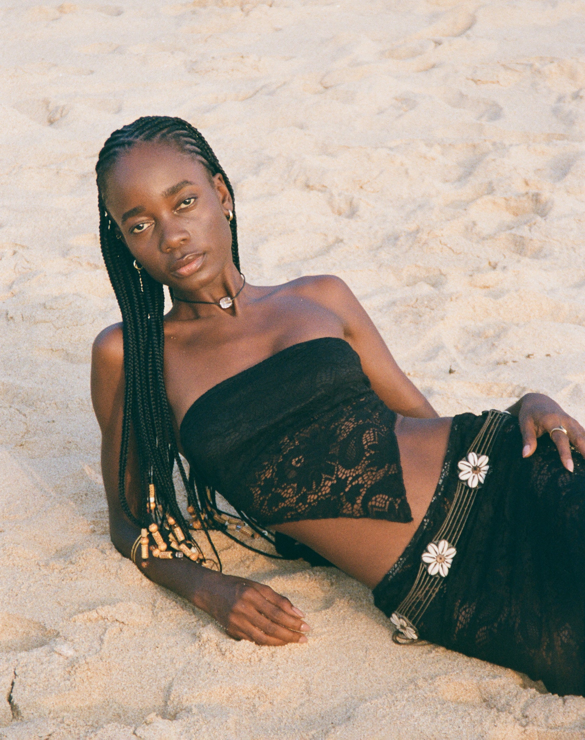 Nirva Bandana Top in Jet Black Lace