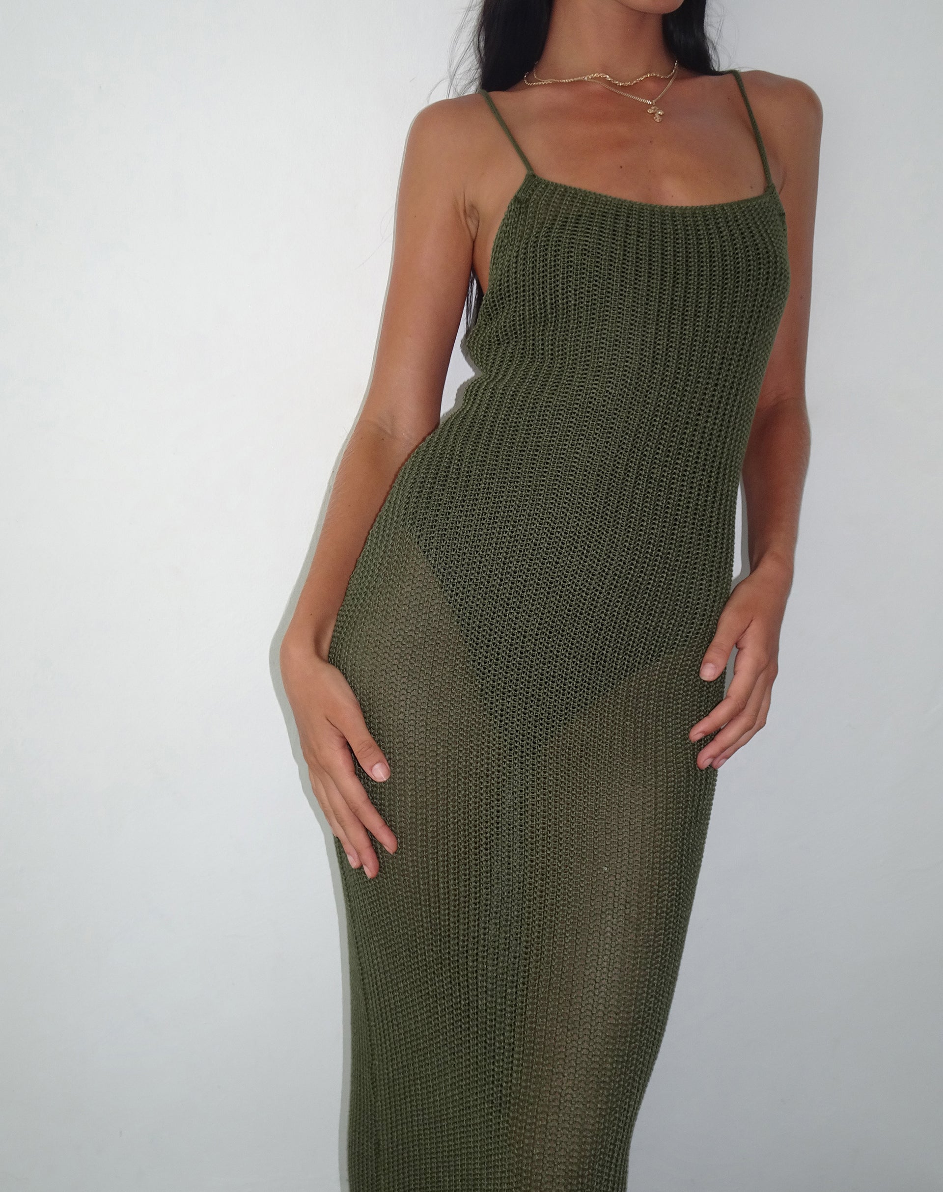 Norila Knitted Maxi Dress in Olive