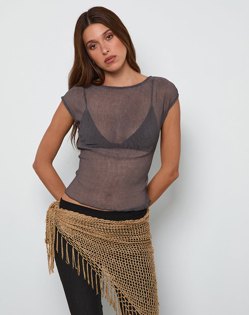 Nova Top in Grey Crinkle Chiffon