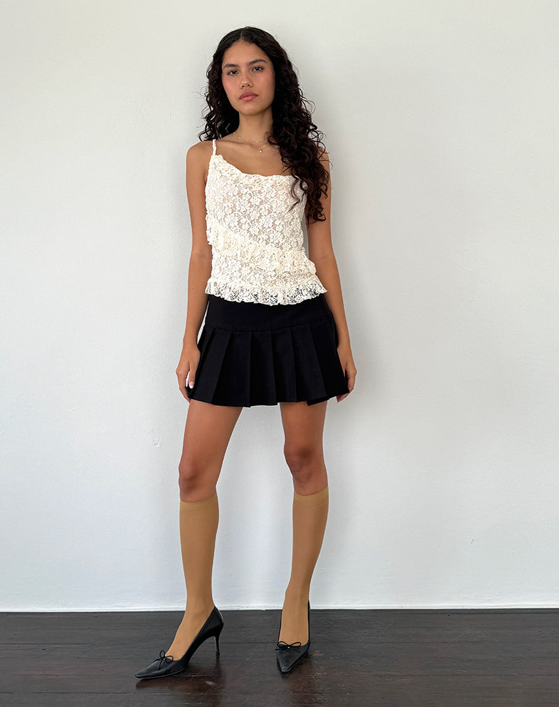 Octavia Asymmetric Cami Top in Lace Ivory