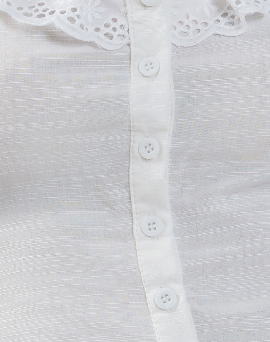 Junko Frill Detail Button Through Top in White