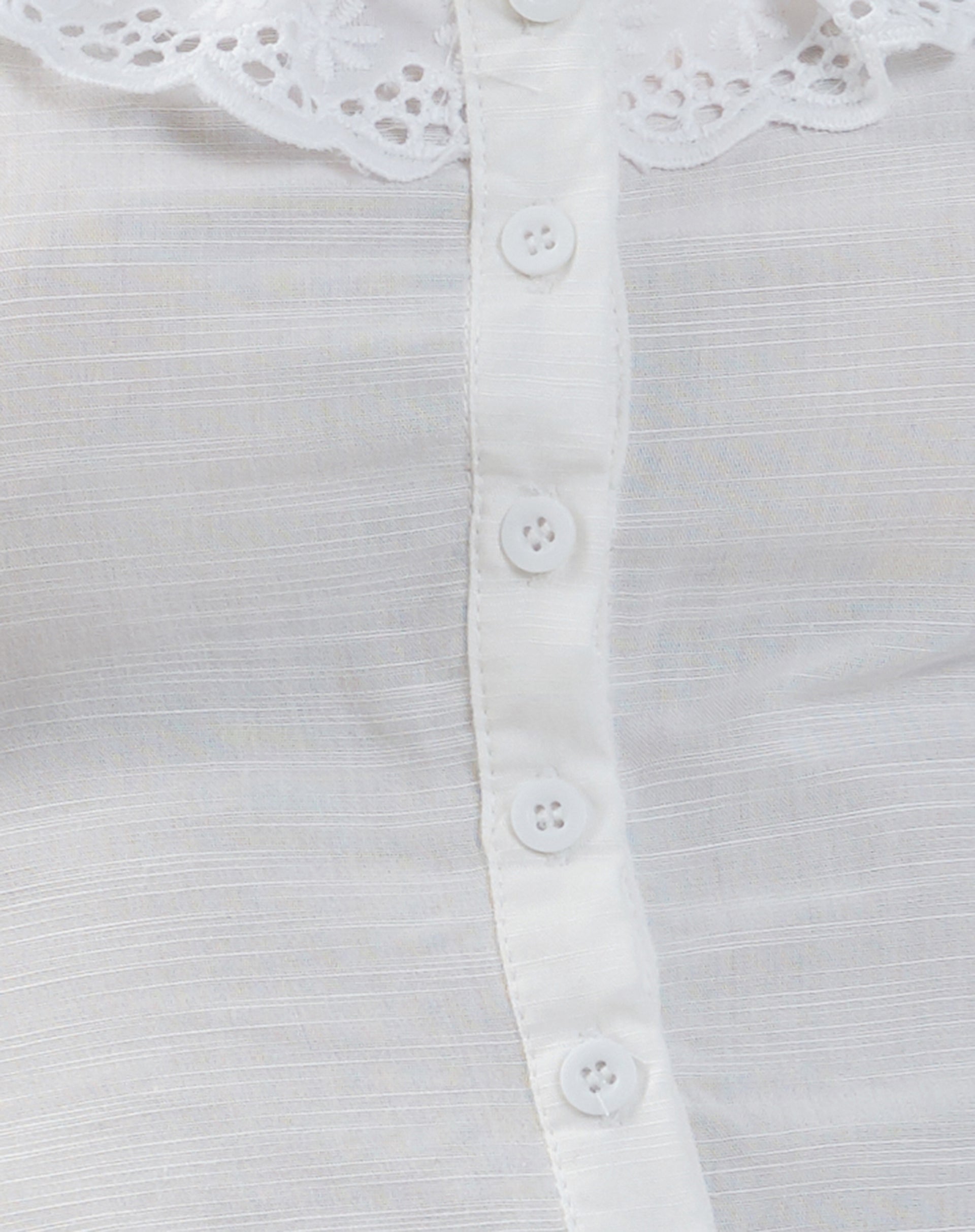 Junko Frill Detail Button Through Top in White