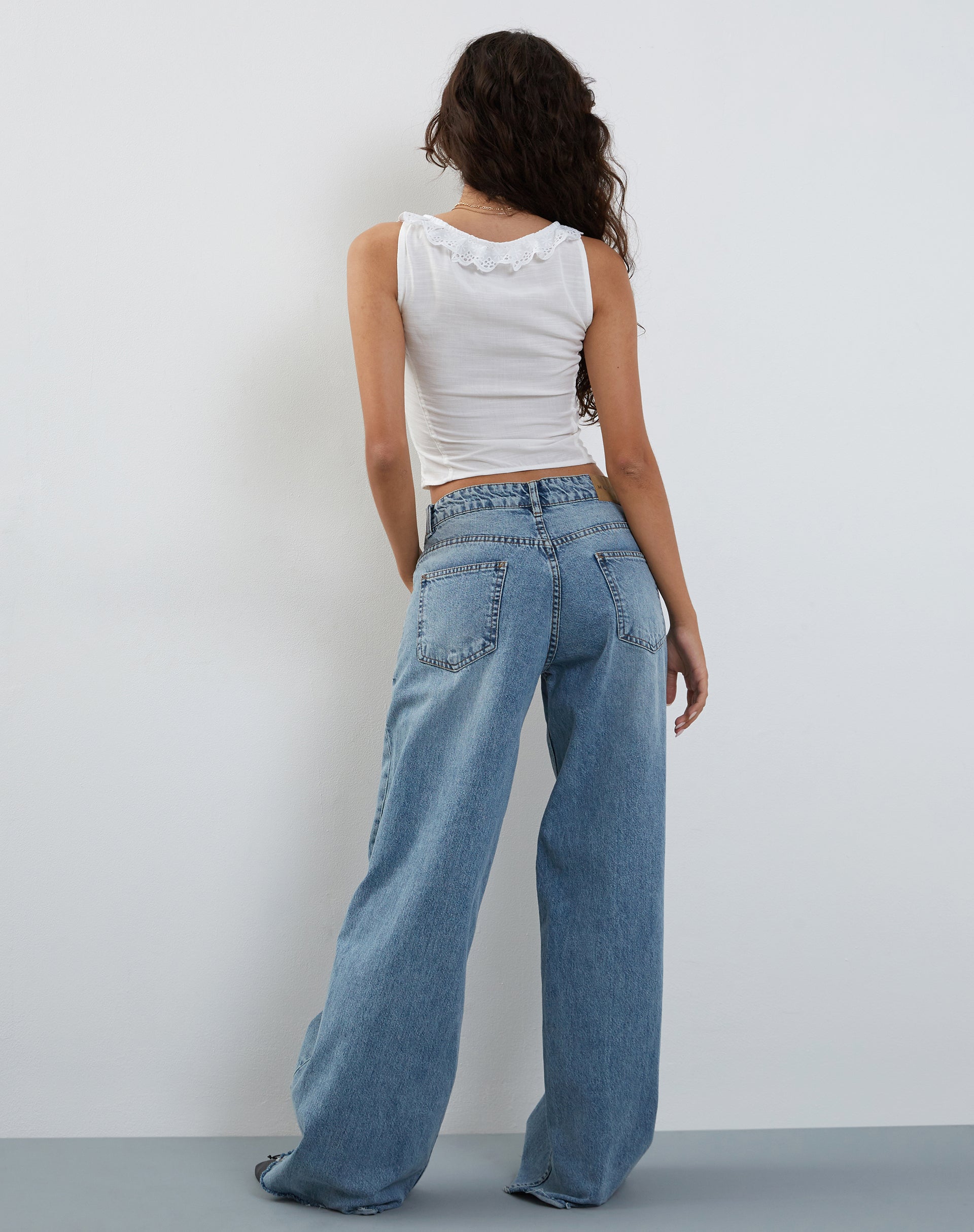 Junko Frill Detail Button Through Top in White