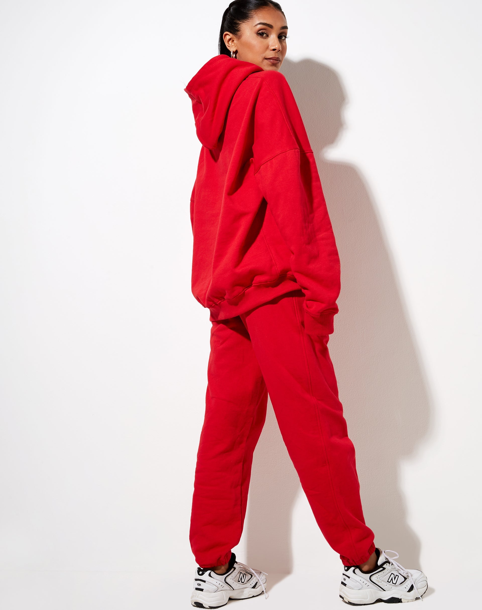 Oversize Hoodie in Racing Red with 'Angel Energy' Embro