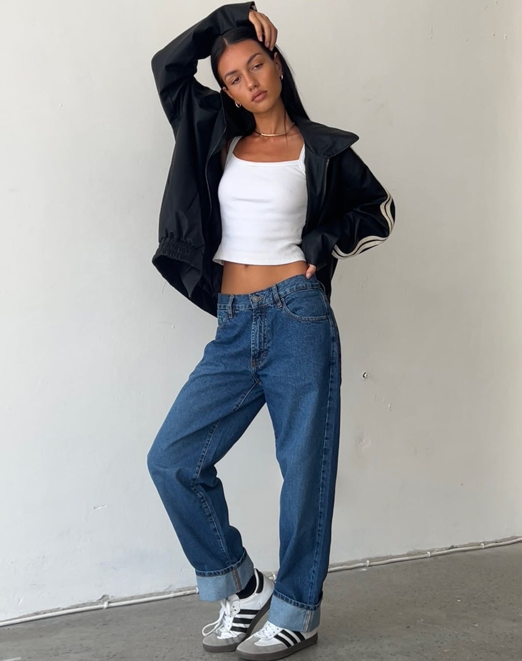 Oversized Dad Low Rise Jeans in Mid Blue Used