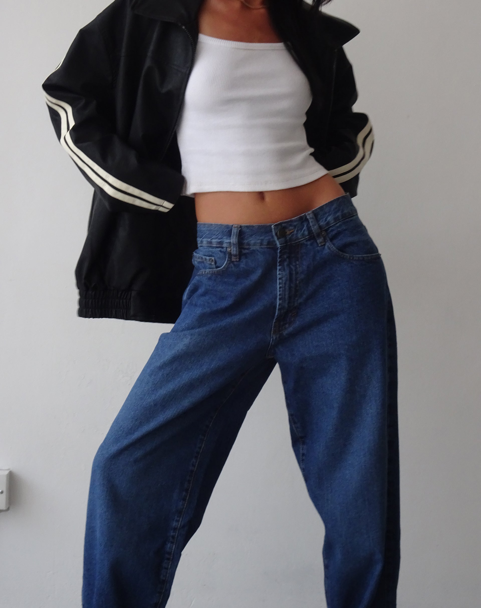 Oversized Dad Low Rise Jeans in Mid Blue Used