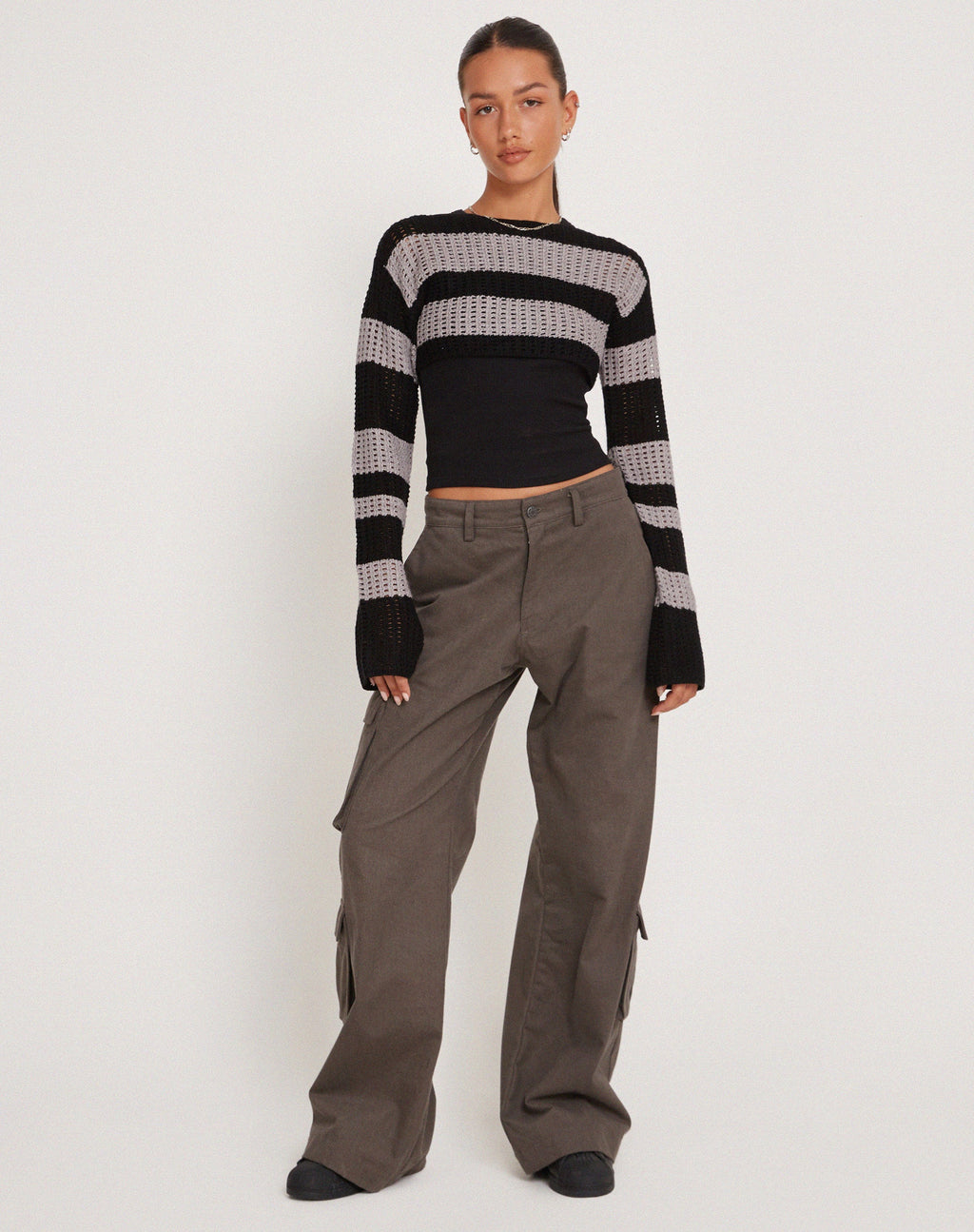Ozzy Bolero Top in Black Grey