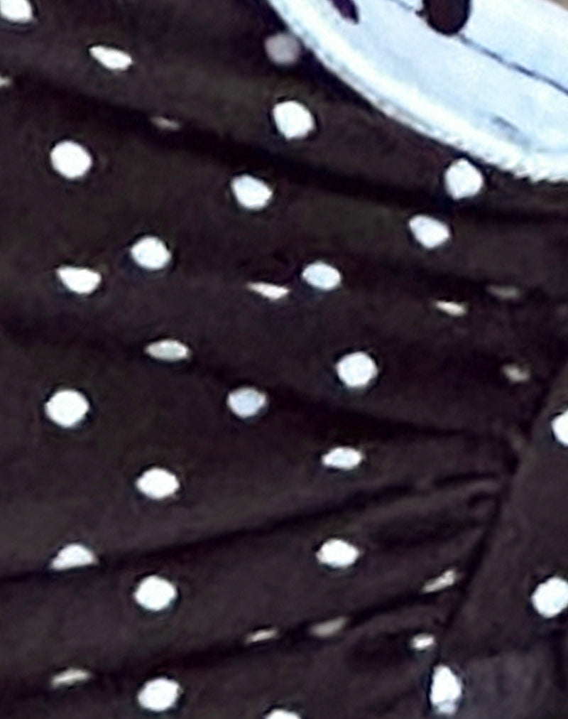Farida Bikini Bottoms in Black and Blue Polka with Frill
