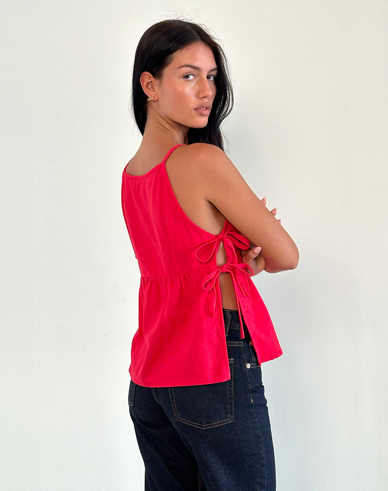 Palsi Tie Side Sleeveless Top in Tango Red