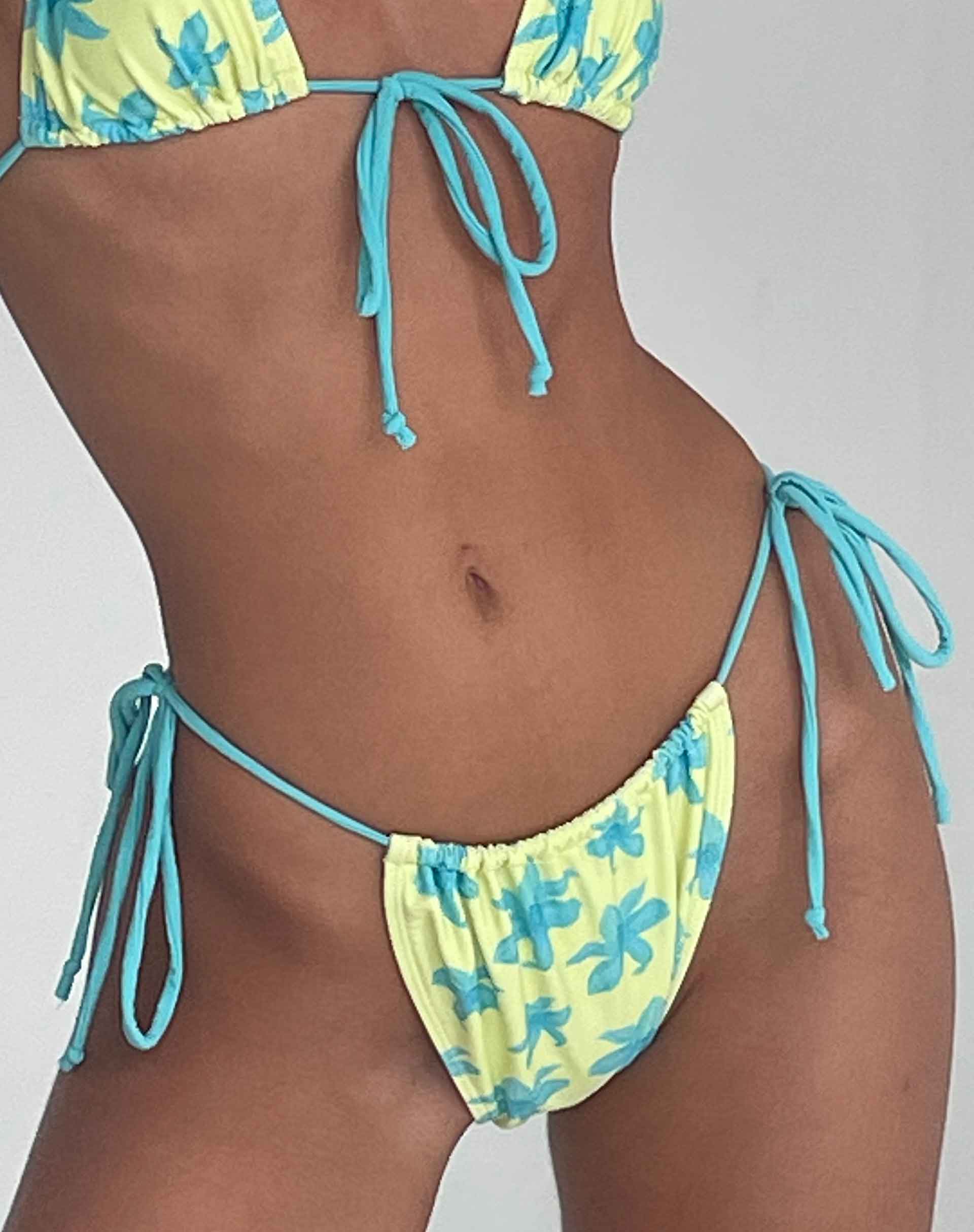 Leyna Bikini Bottom in Yellow Painted Flower