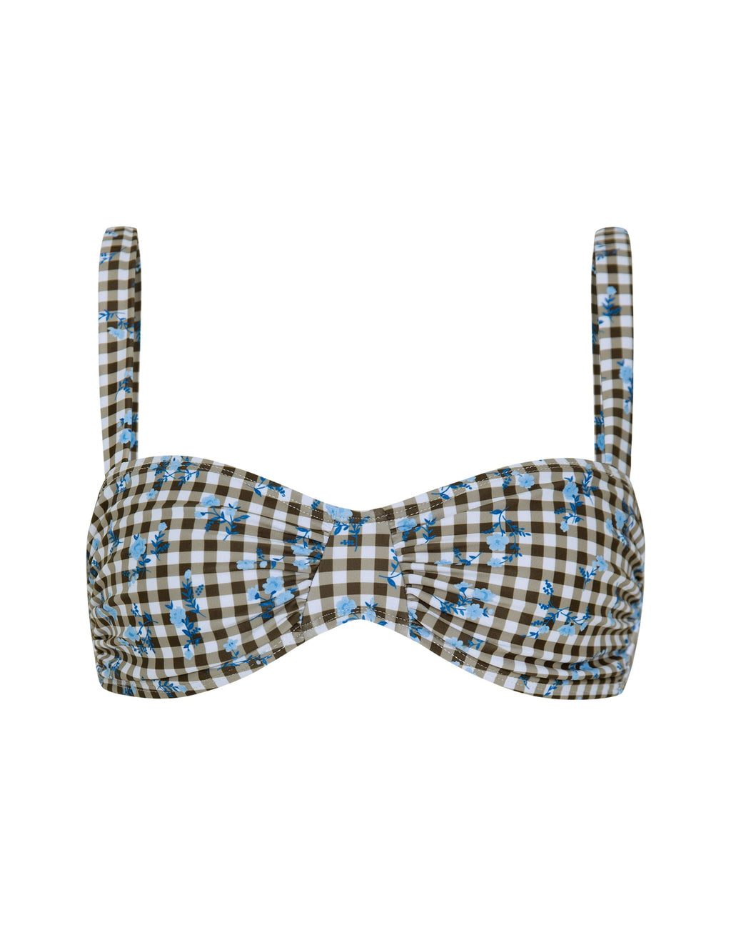 Panave Bikini Top in Floral Gingham Brown
