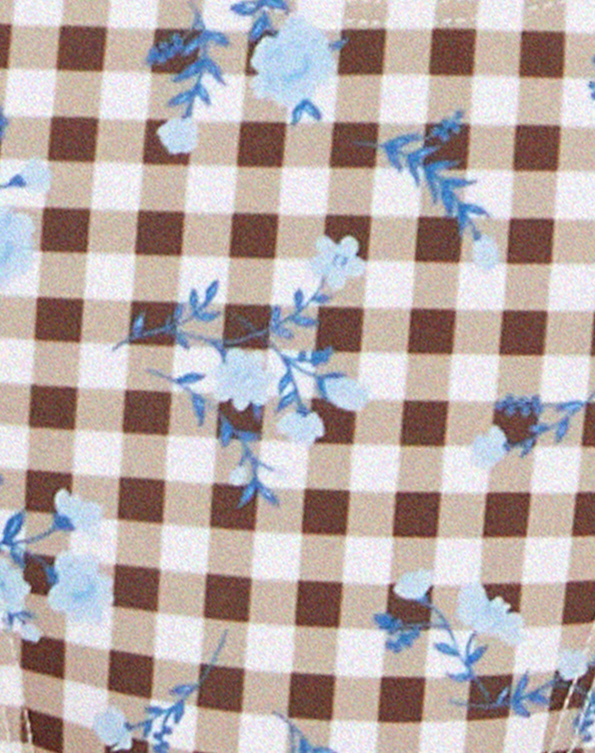 Farida Bikini Bottom in Floral Gingham Brown