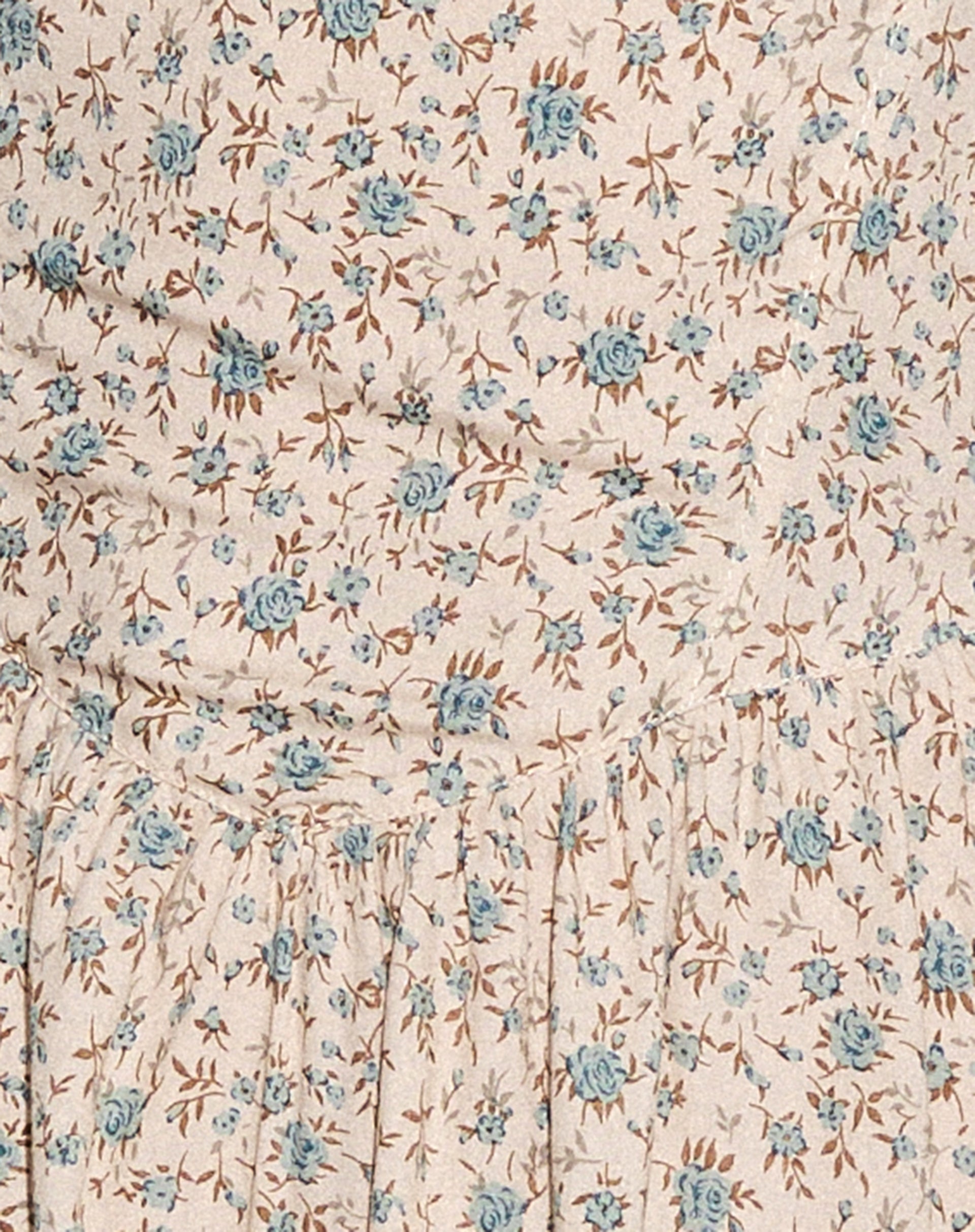 Ramone Mini Dress in Antique Blue Floral Ivory