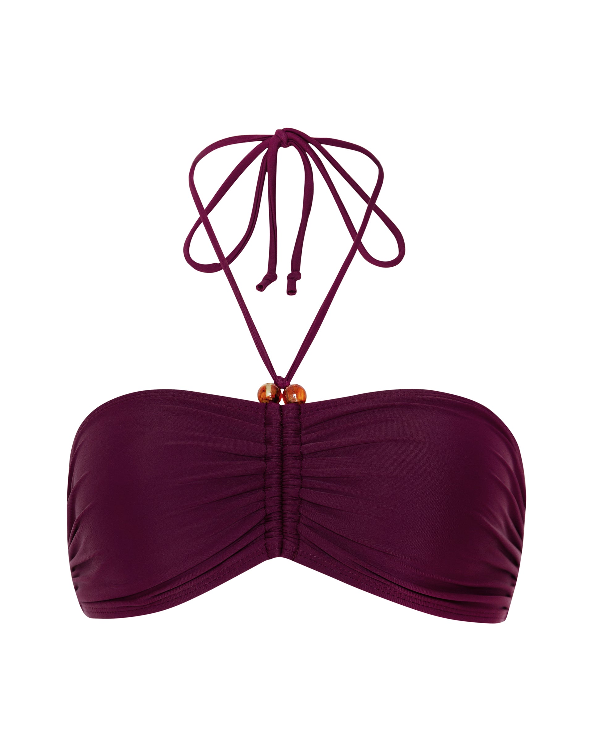 Raqui Beaded Bikini Top in Burgundy