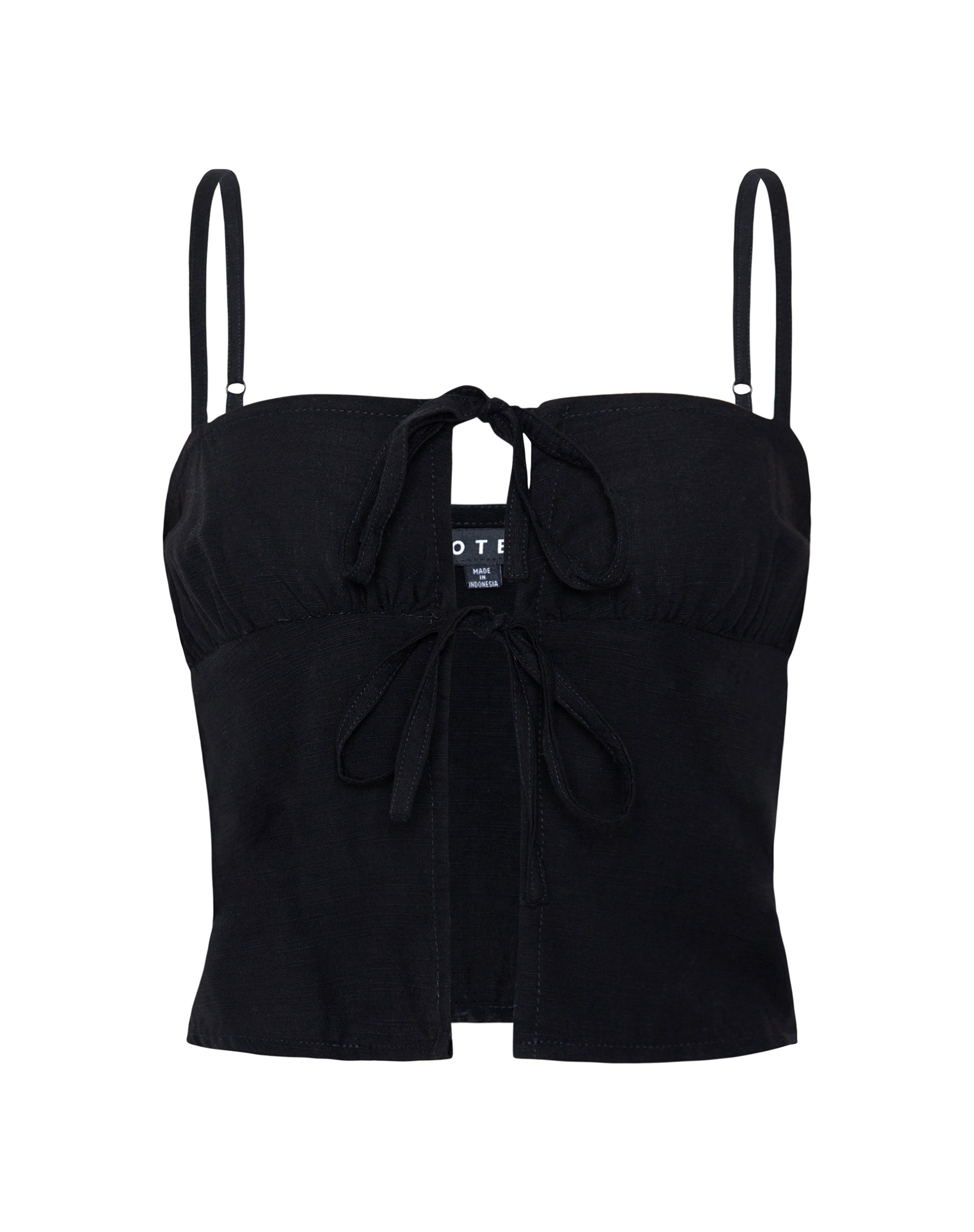 Raymi Tie Front Cami Top in Black