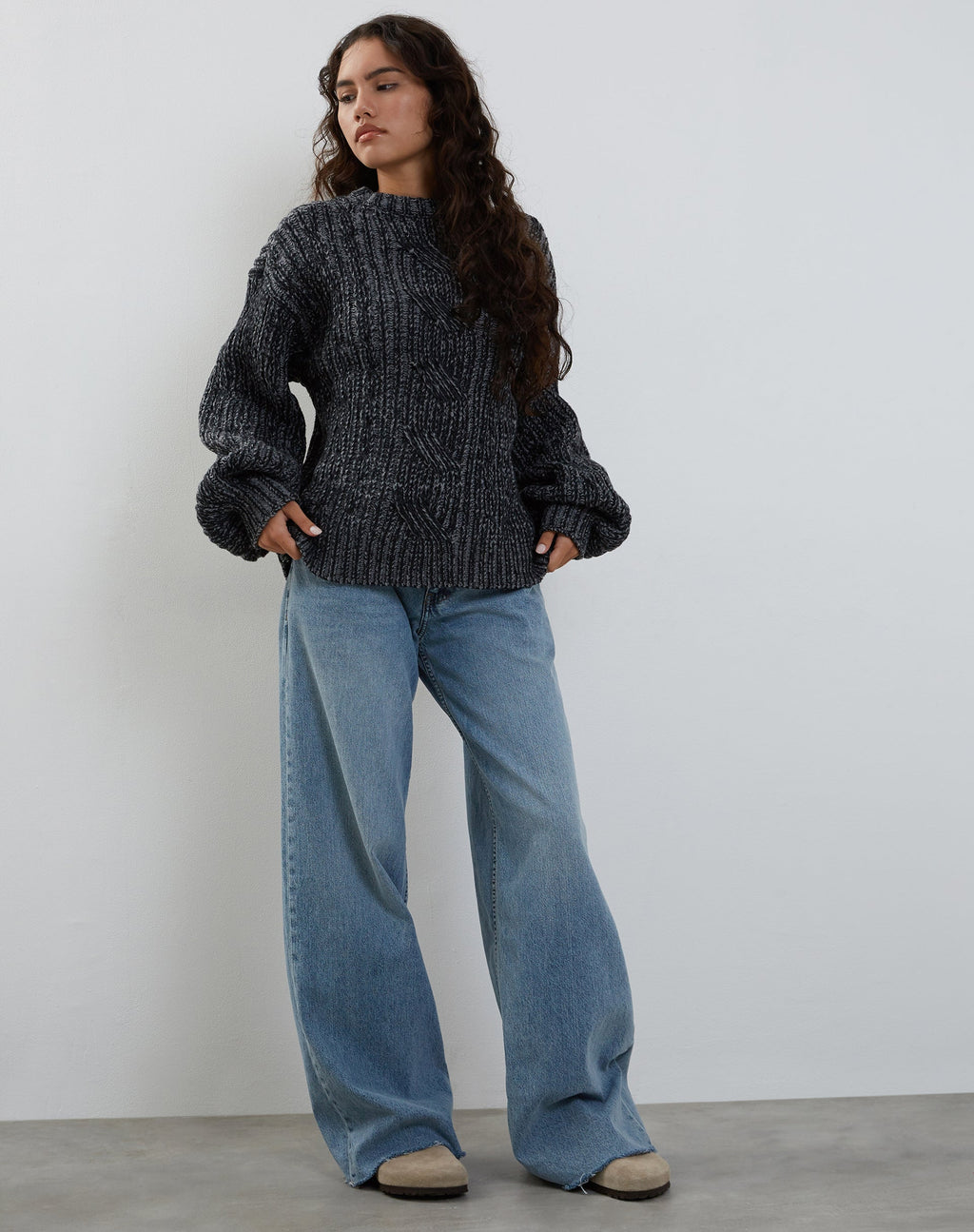 Amieta Knitted Jumper in Shadow Grey