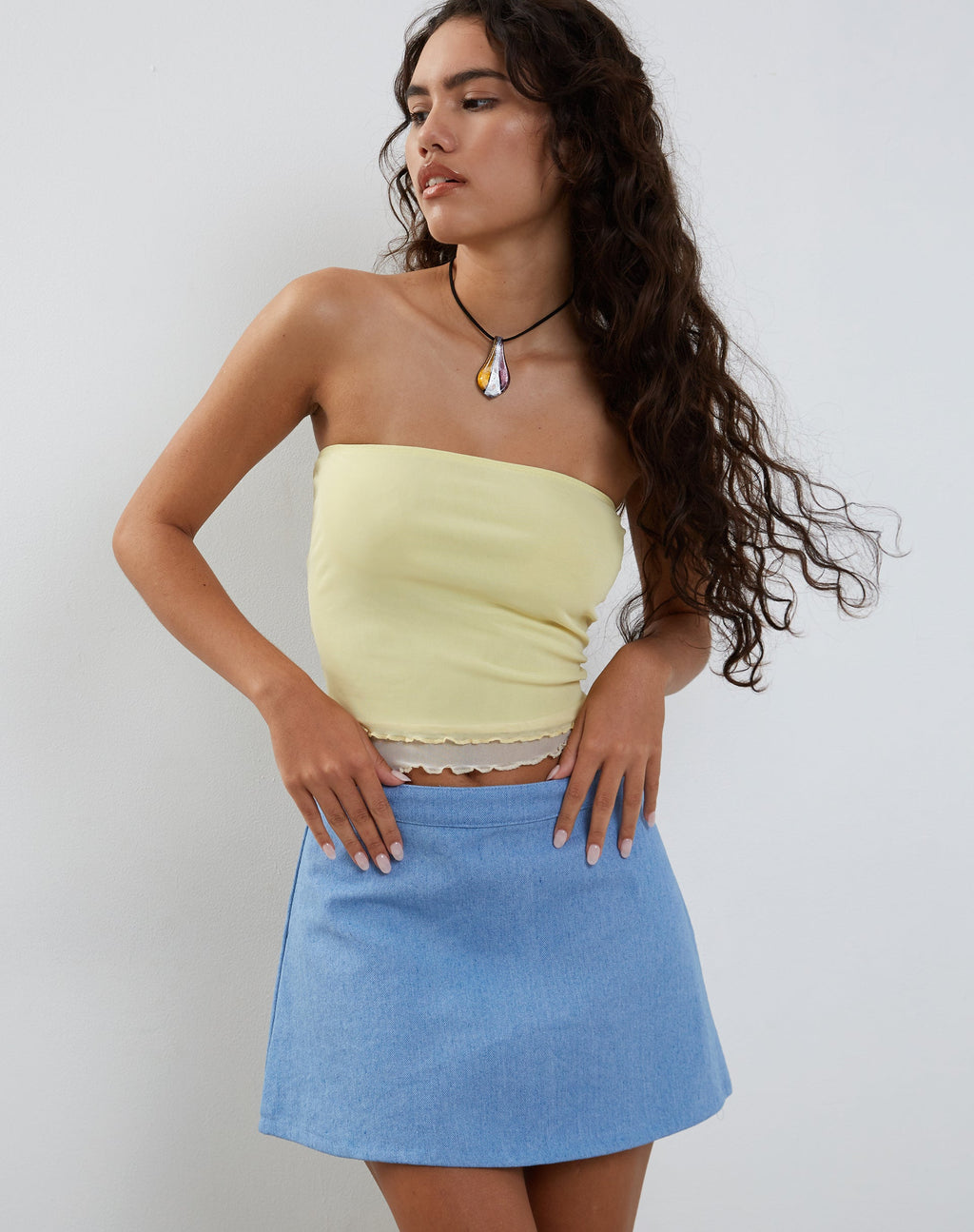 Oetari Mini Skirt in Bleach Wash