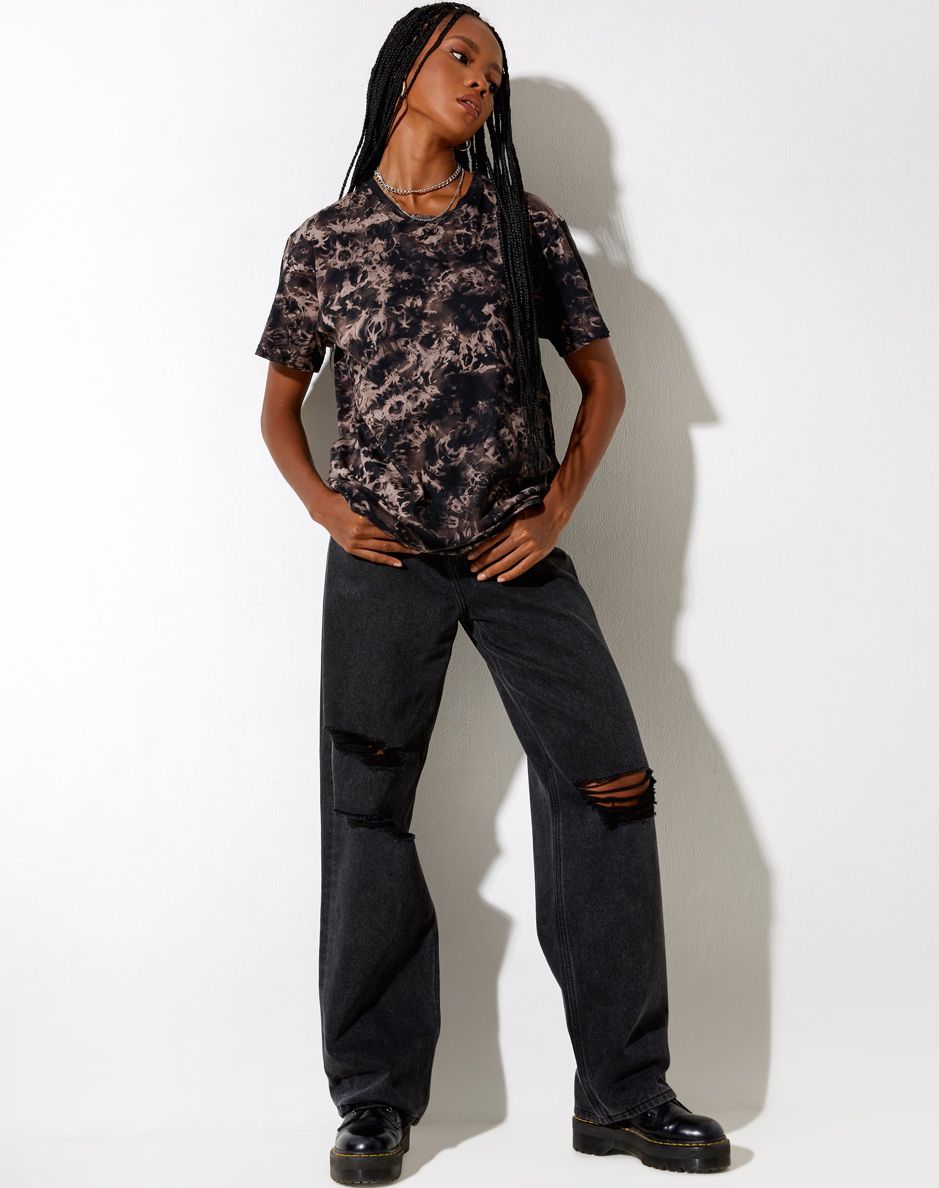 Oversize Basic Tee in Oil Smoke