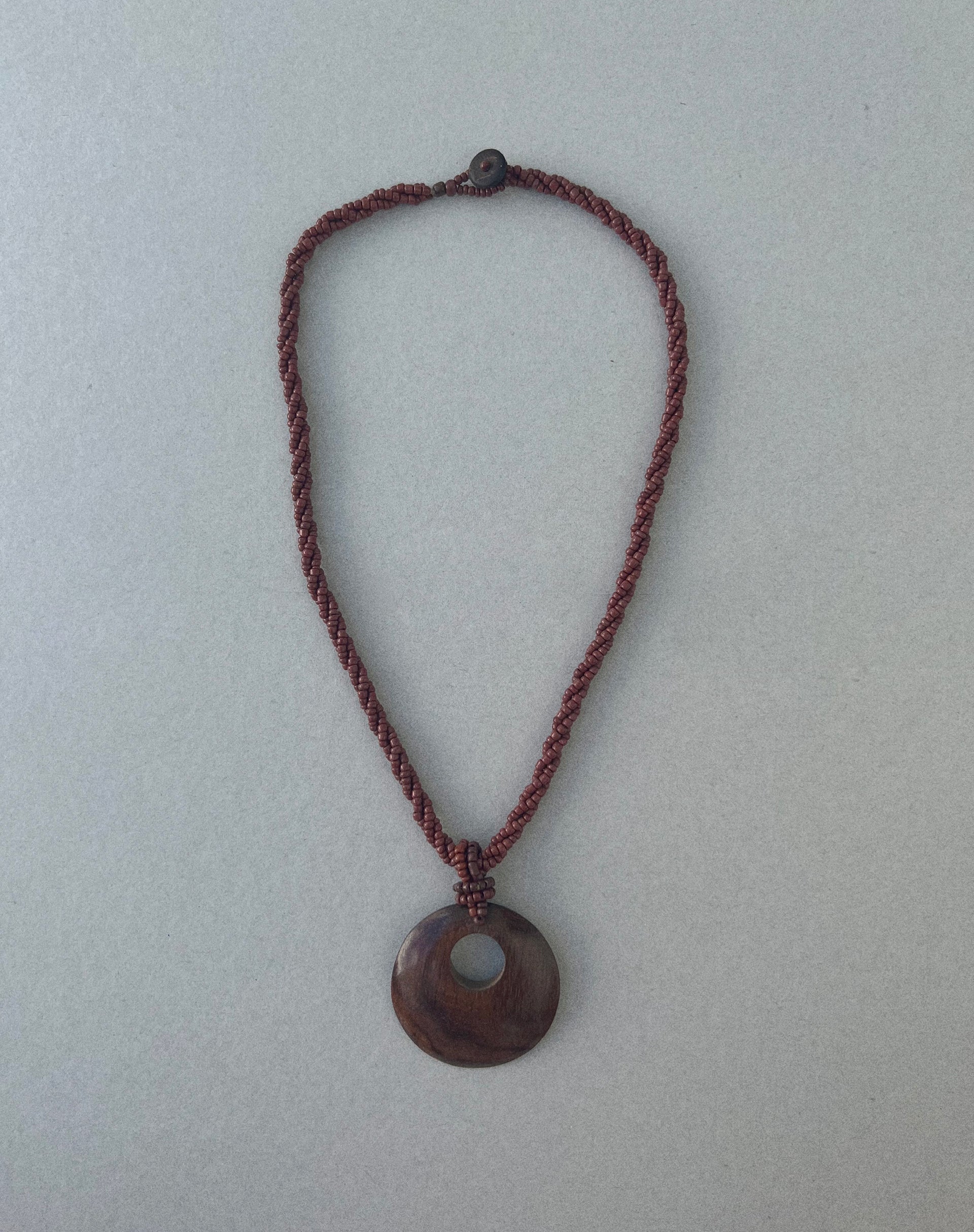 Ronji Necklace with Round Wooden Pendant