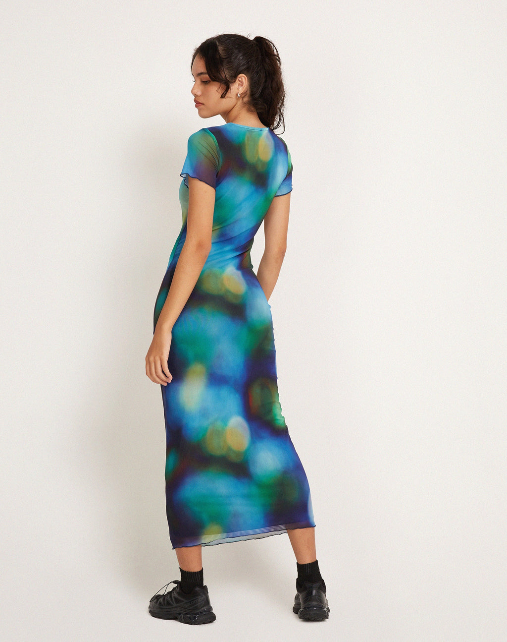 Roska Midi Dress in Mesh Blur Orbs