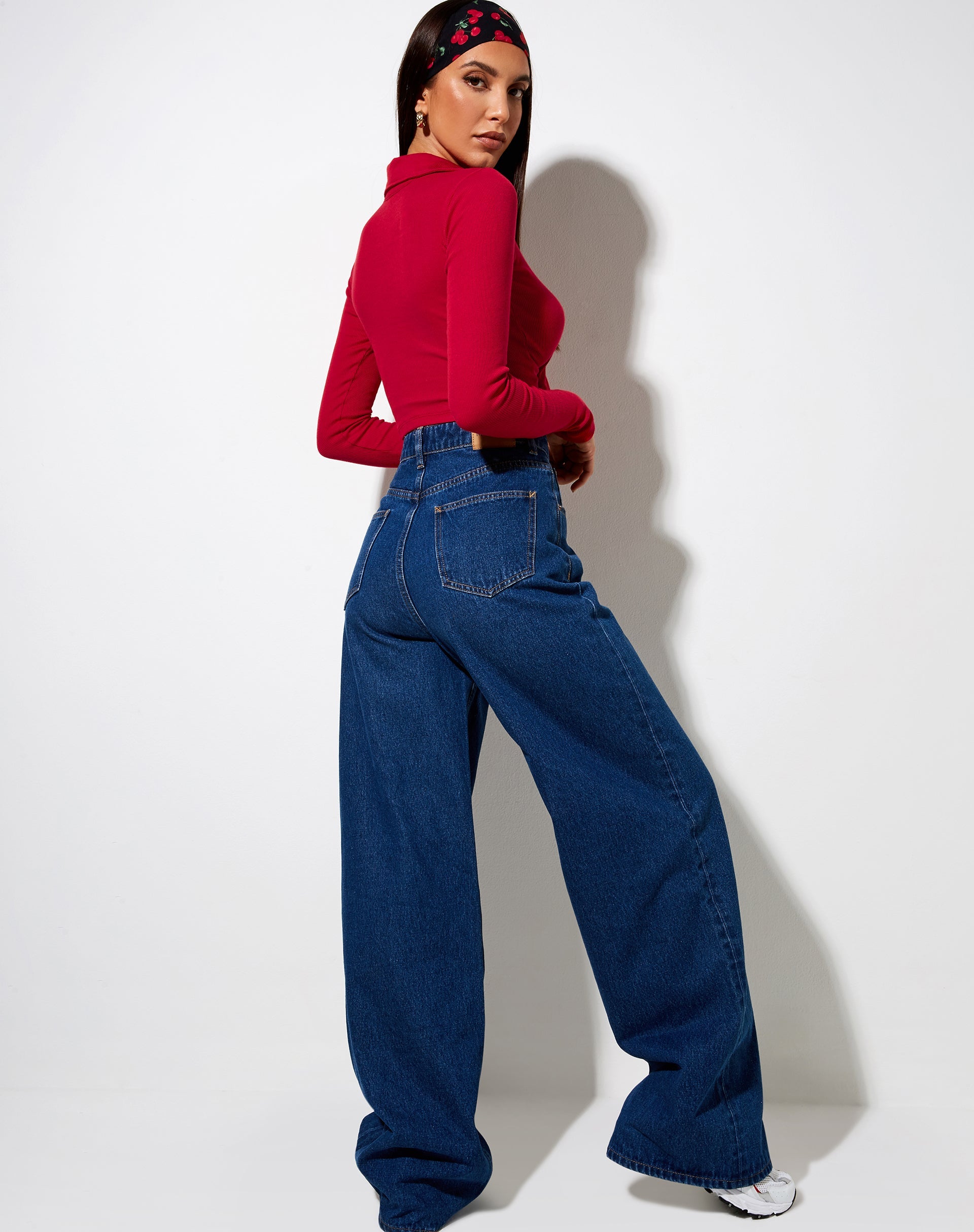 Ryals Long Sleeve Top in Rib Racing Red
