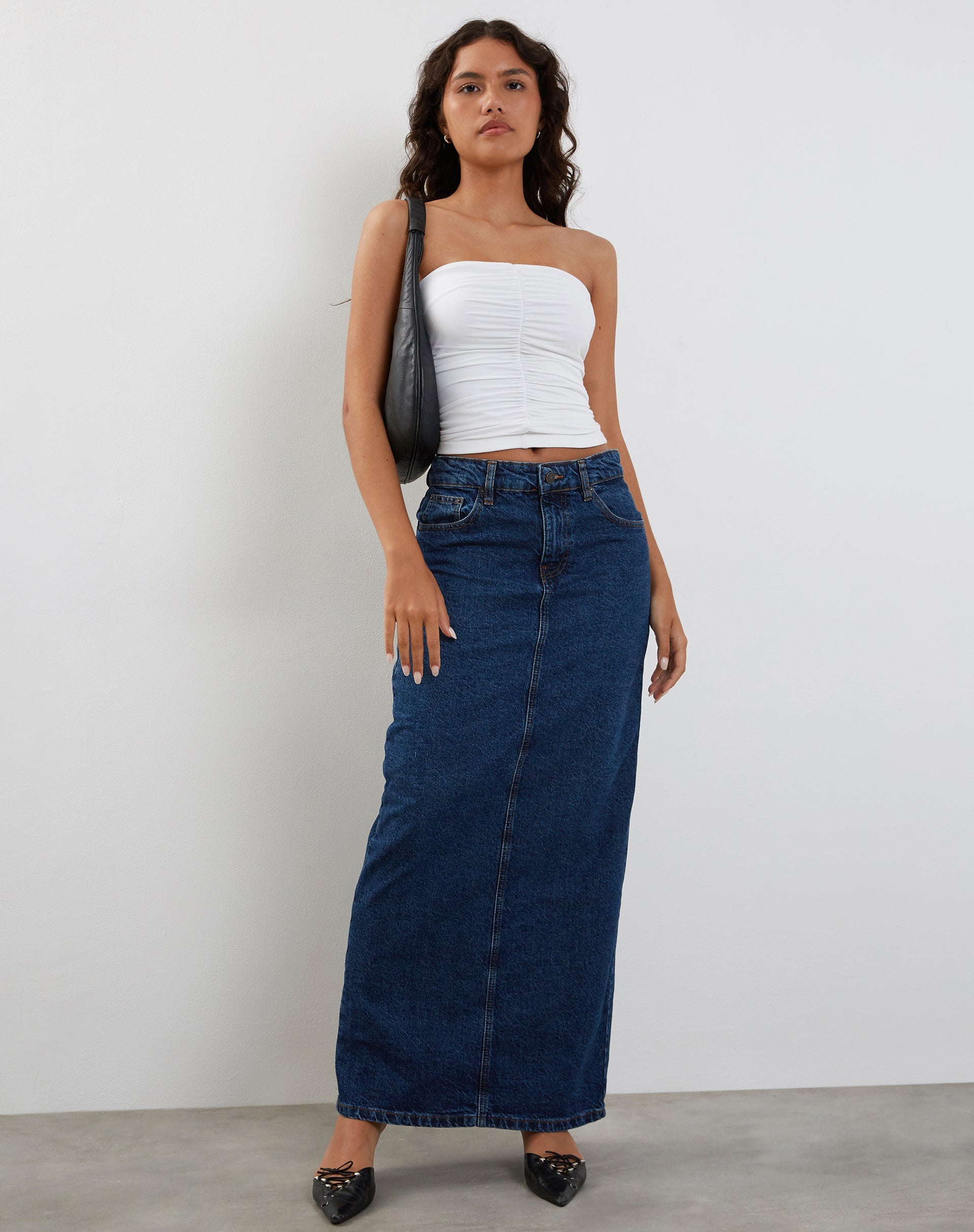 Sajna Ruched Bandeau Top in White