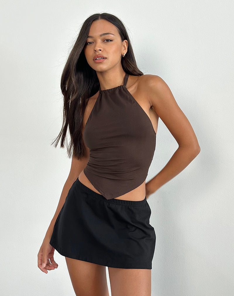 SHALAS HALTER TOP R JRSY BTTR CHOCOLATE