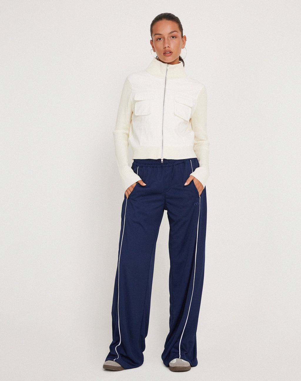 Shobi Wide Leg Jogger in Navy