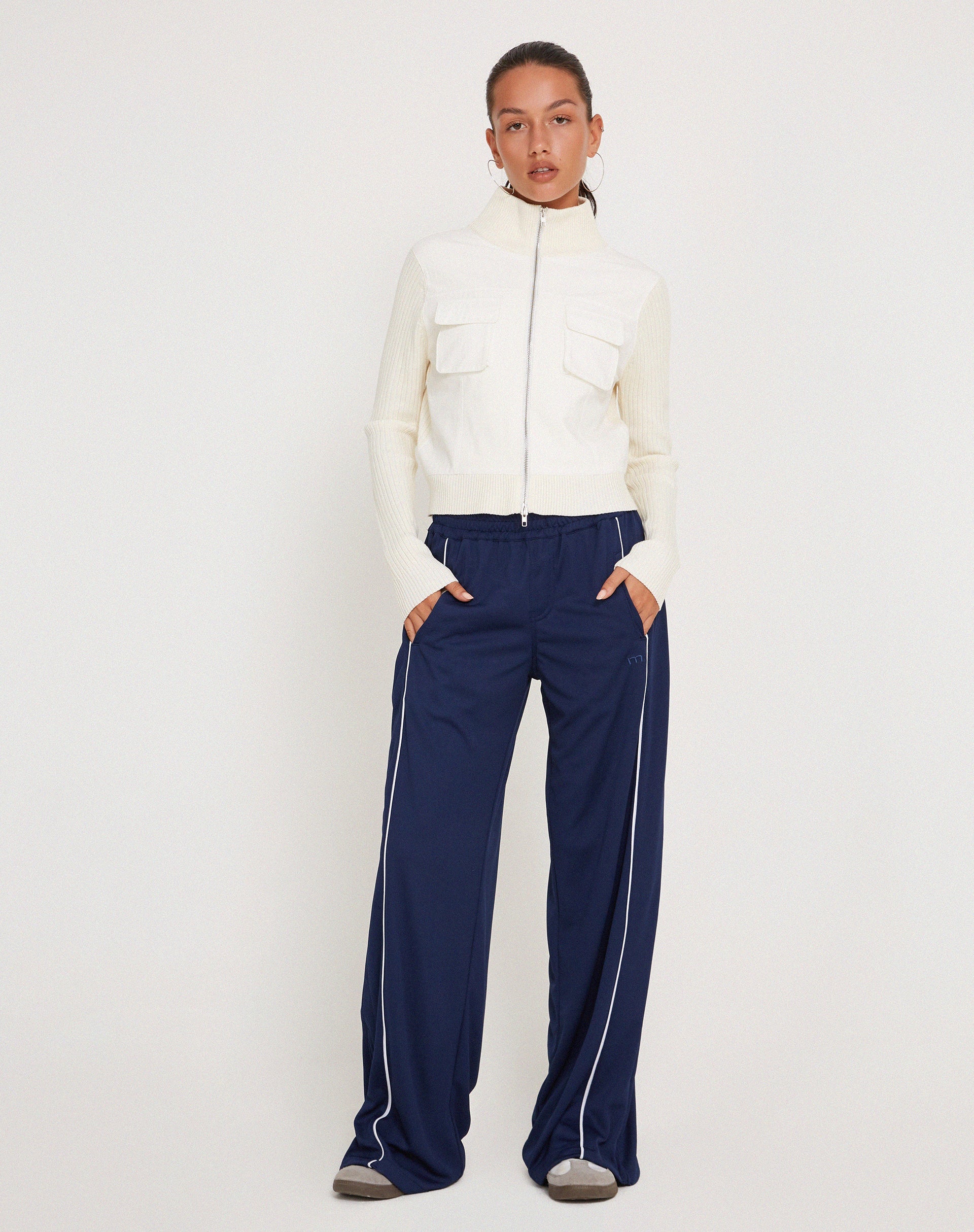 Shobi Wide Leg Jogger in Navy